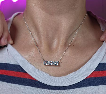 Sterling Silver Cushion-Cut Gemstone Necklace