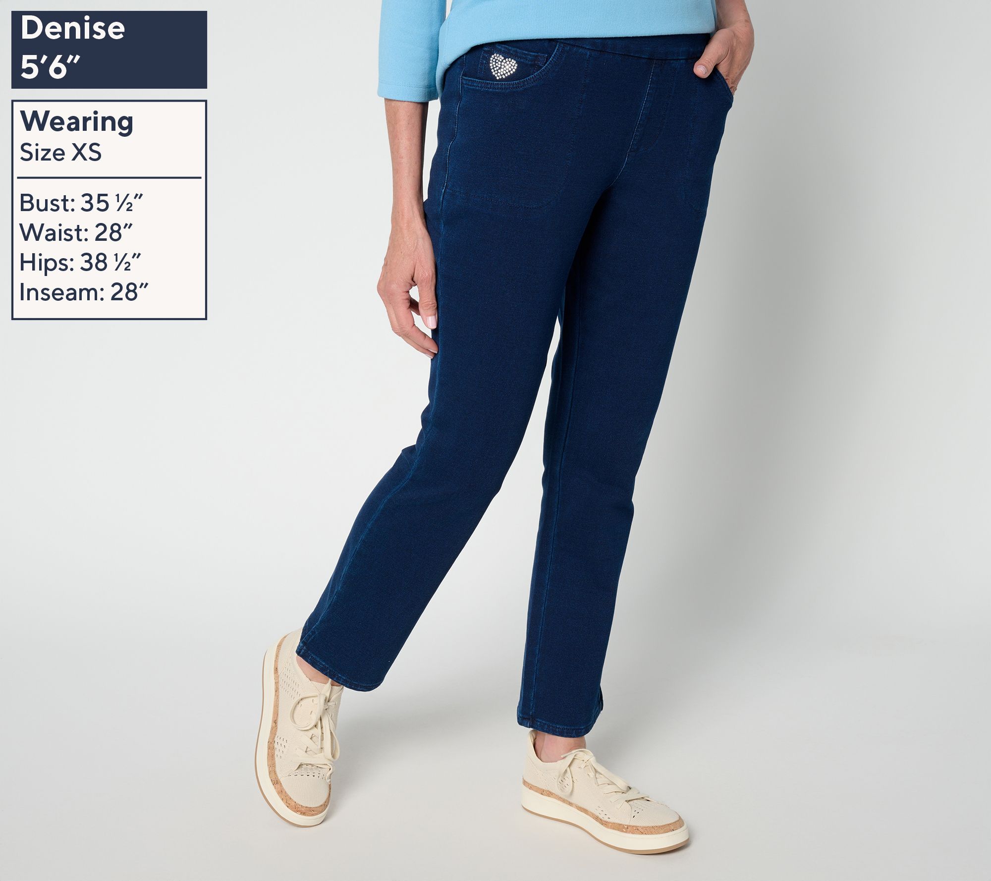 Quacker Factory DreamJeannes Short Flat Waist Straight Leg Ankle Pants