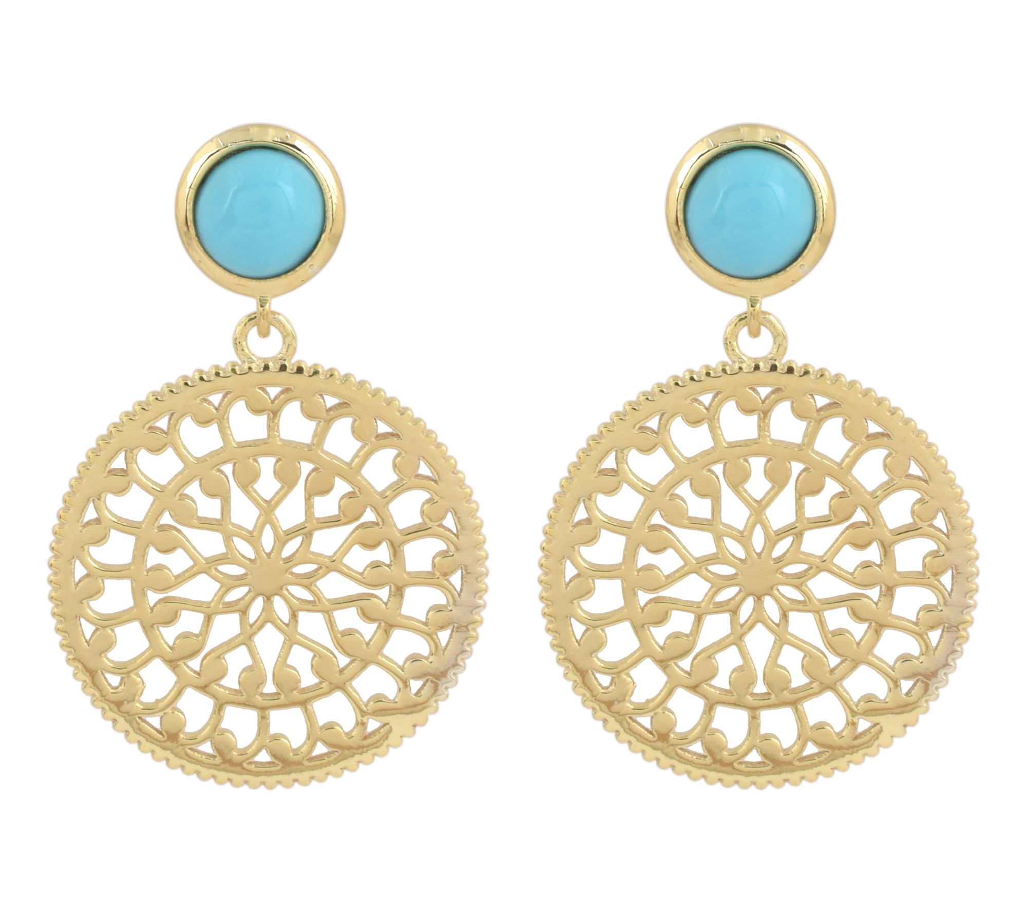 Artisan Crafted 14K Gold Plated Turquoise DropEarrings