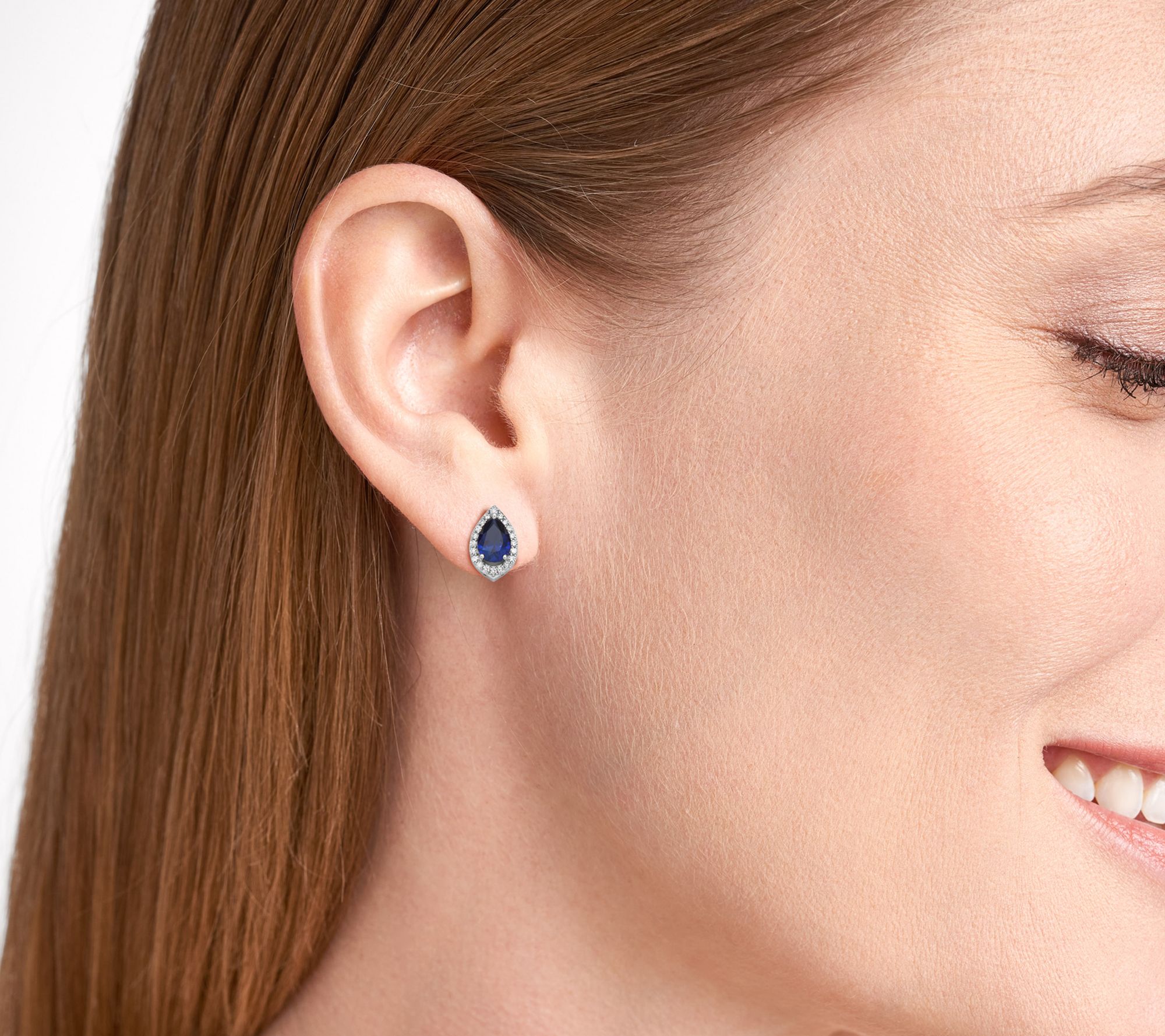 LuxLab Grown Pear Gemstone & Diamond Earrings, Sterling Silver