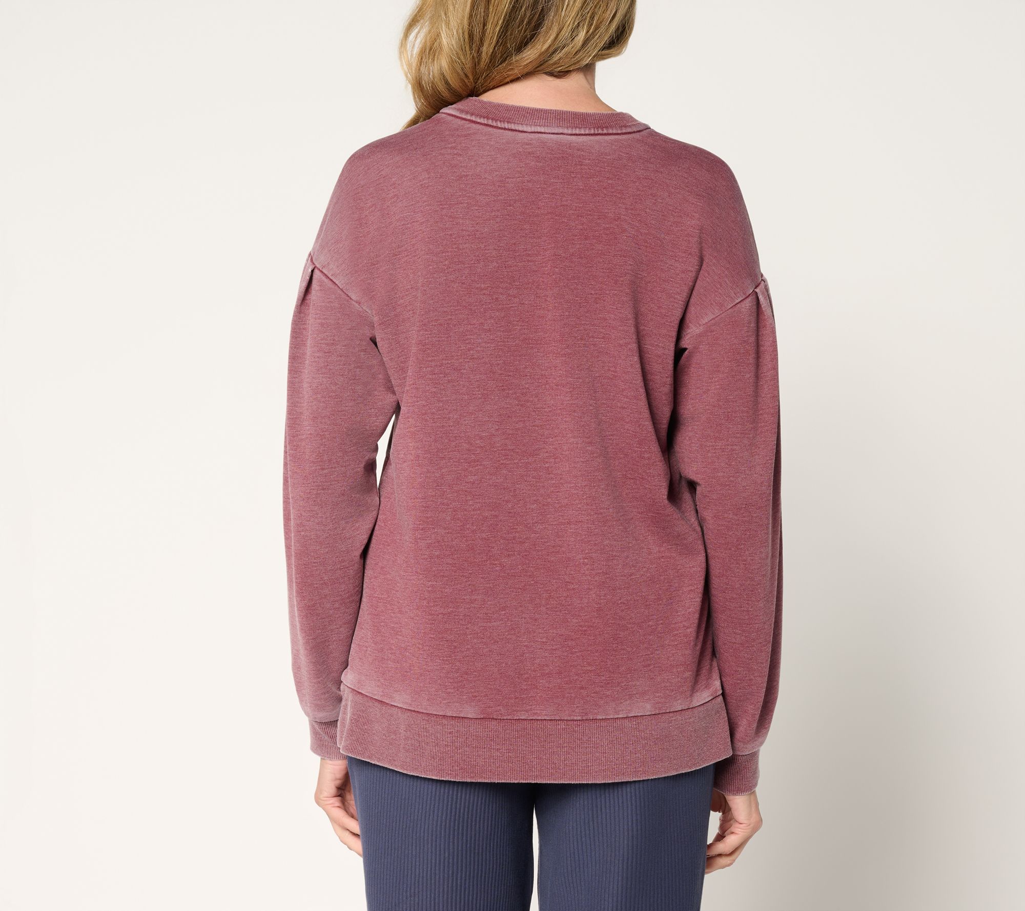 LOGO by Lori Goldstein French Terry Pleat-Detail Sweatshirt