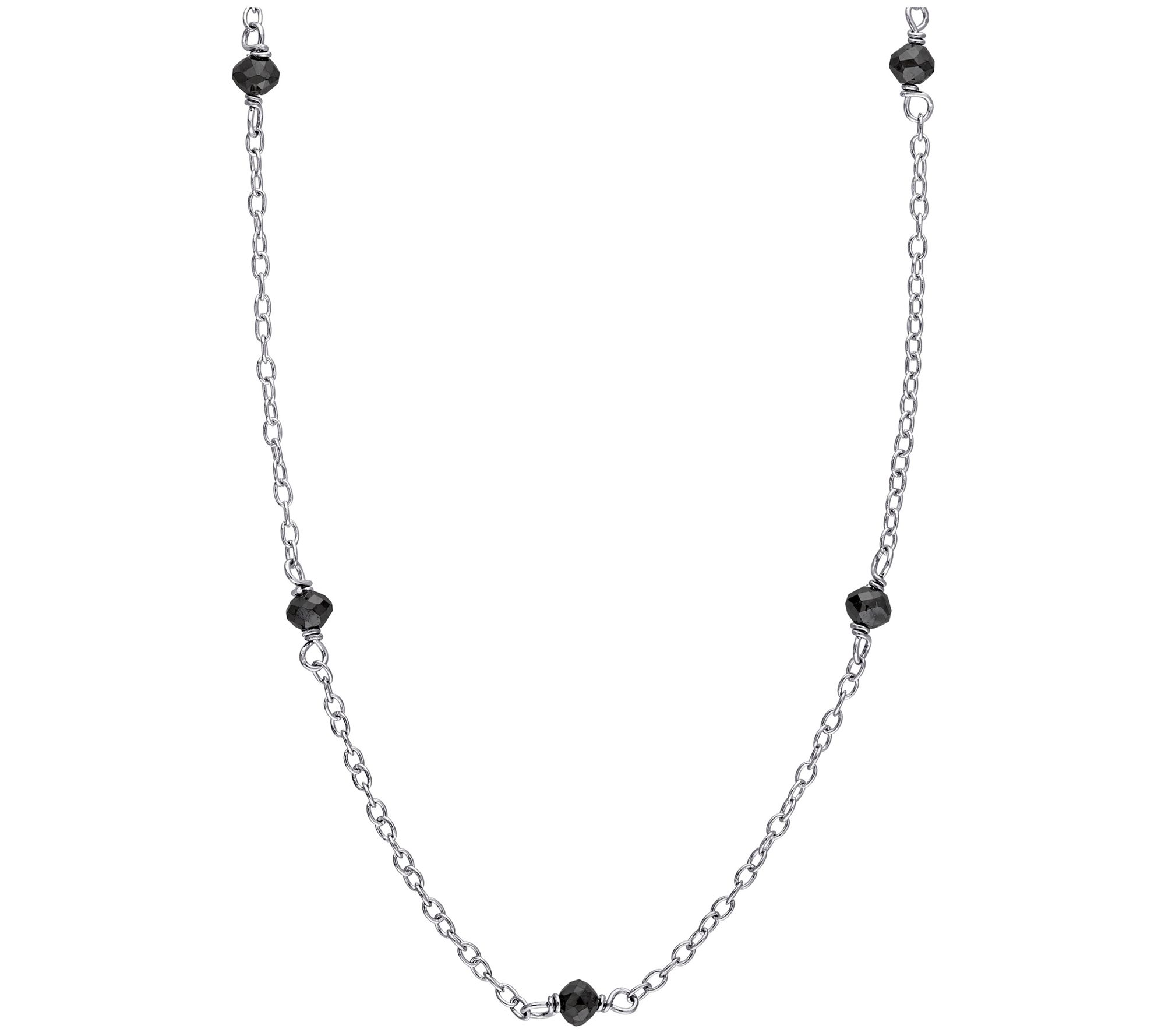 Affinity 0.95 cttw Black Bead Diamond Necklace, Sterling
