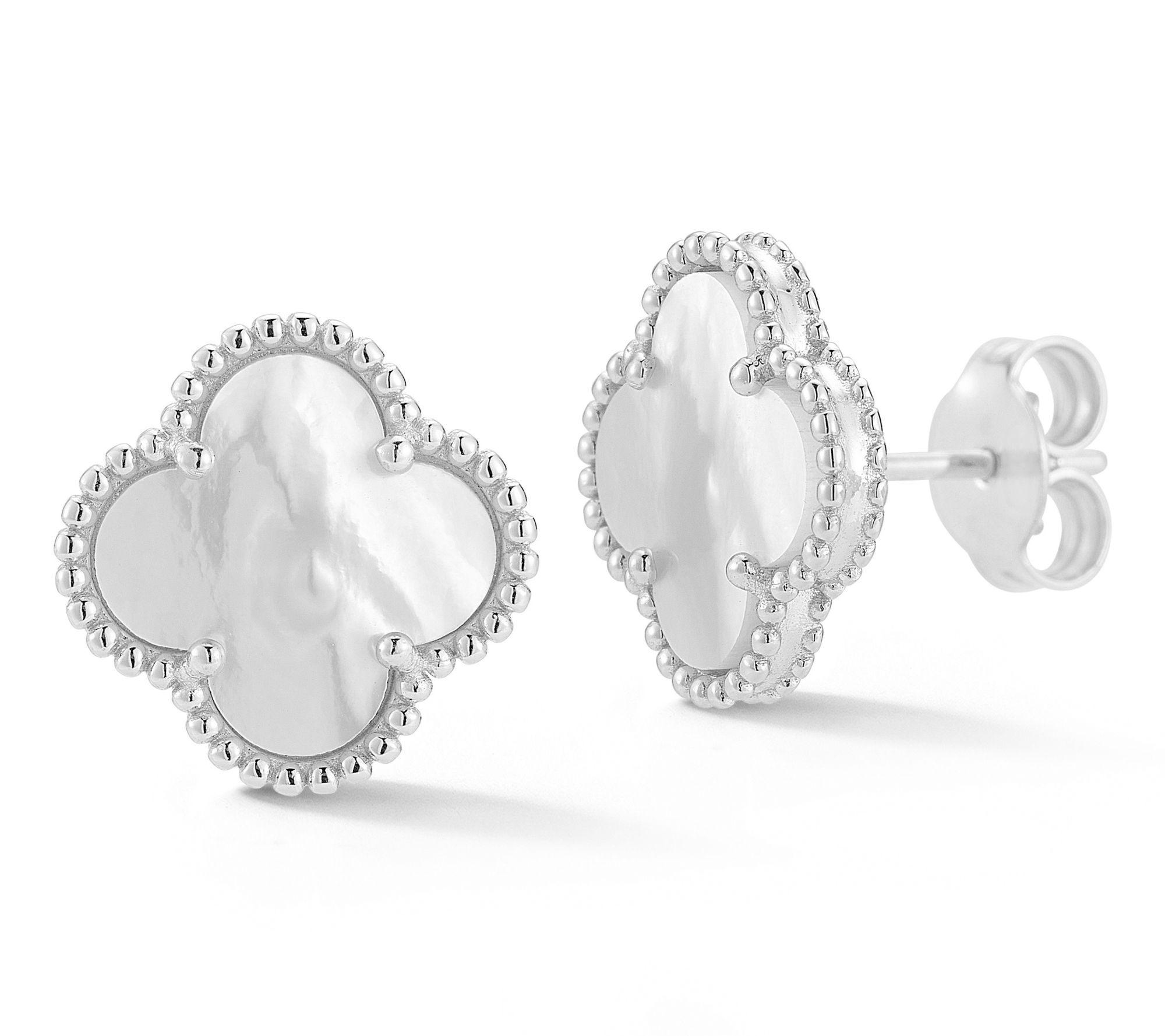 Sterlina Silver Simulated Gemstone Clover Earrings, Sterling