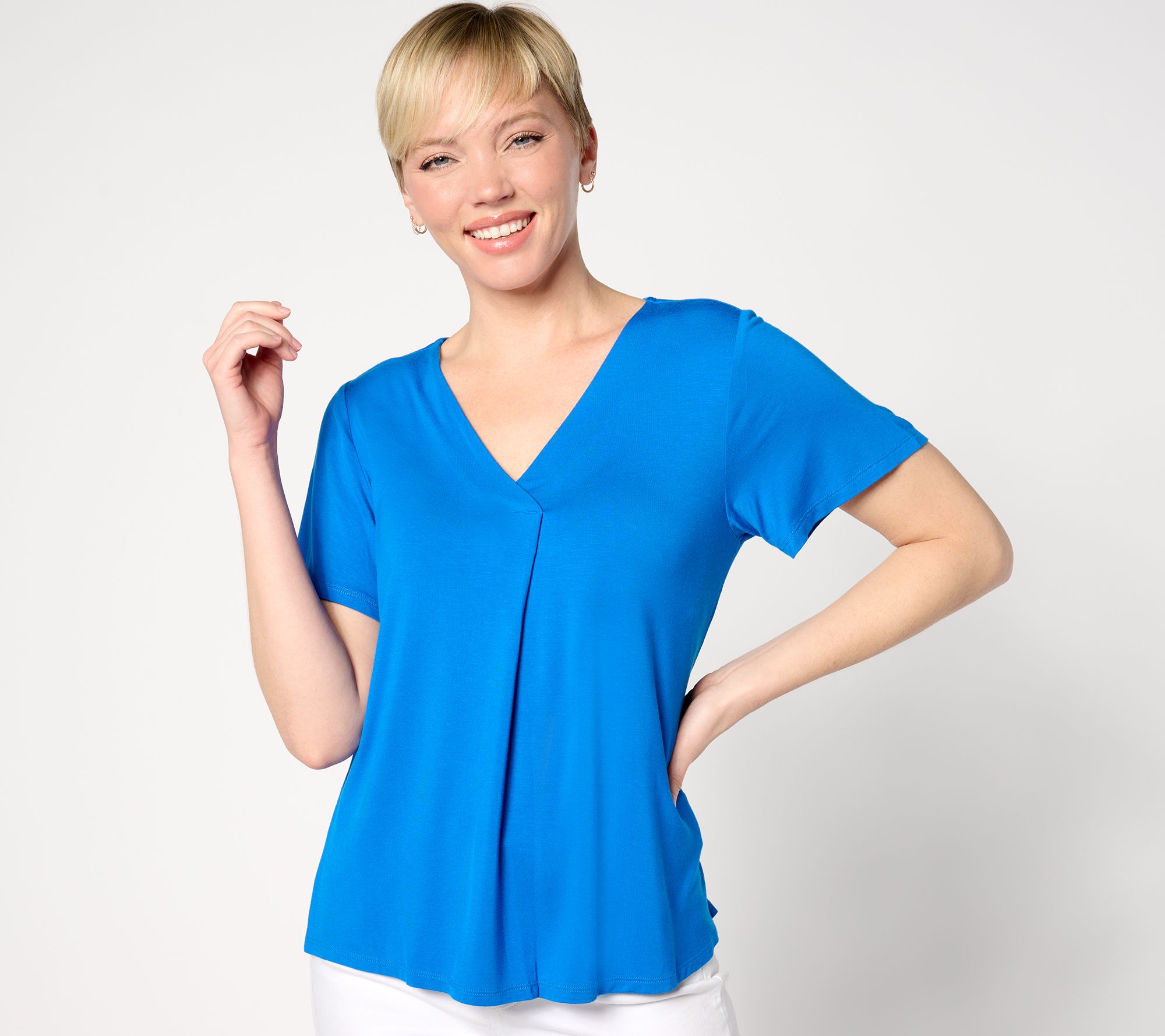 BEAUTIFUL by Lawrence Zarian Ecovero Jersey Knit V-Neck Top