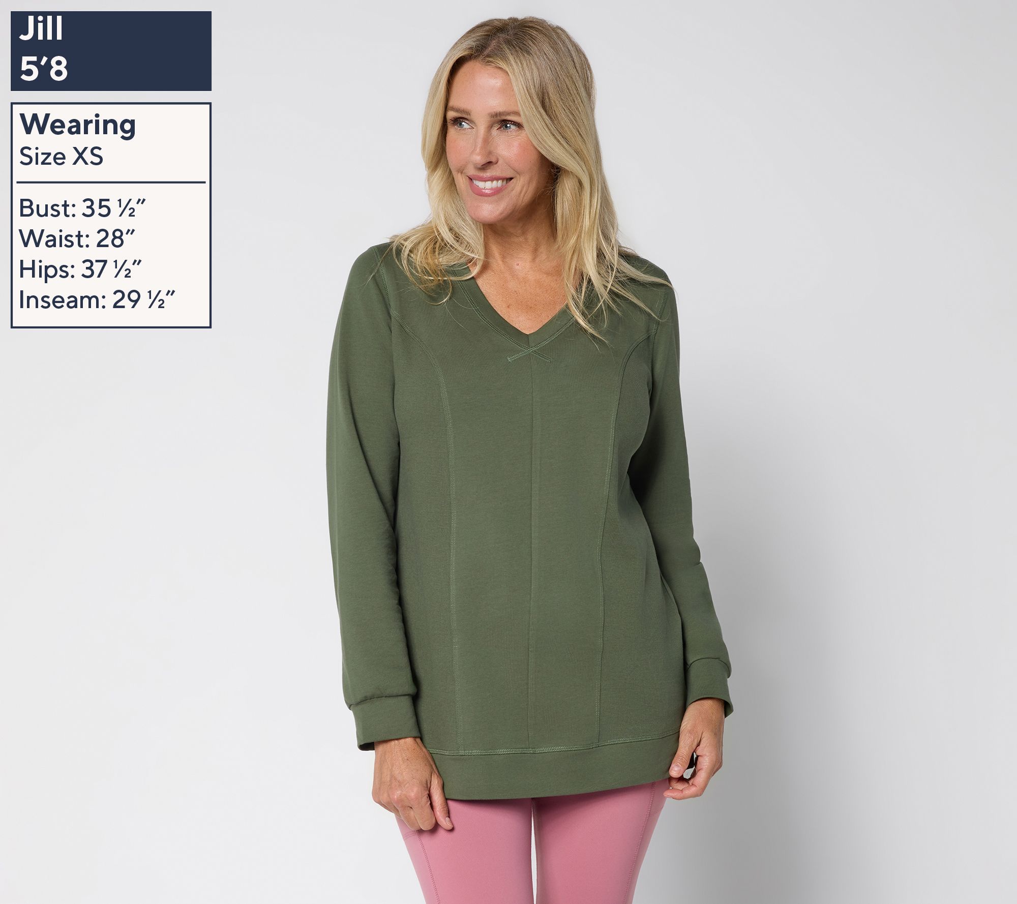 Denim & Co. Active Regular French Terry Rib Mix Tunic