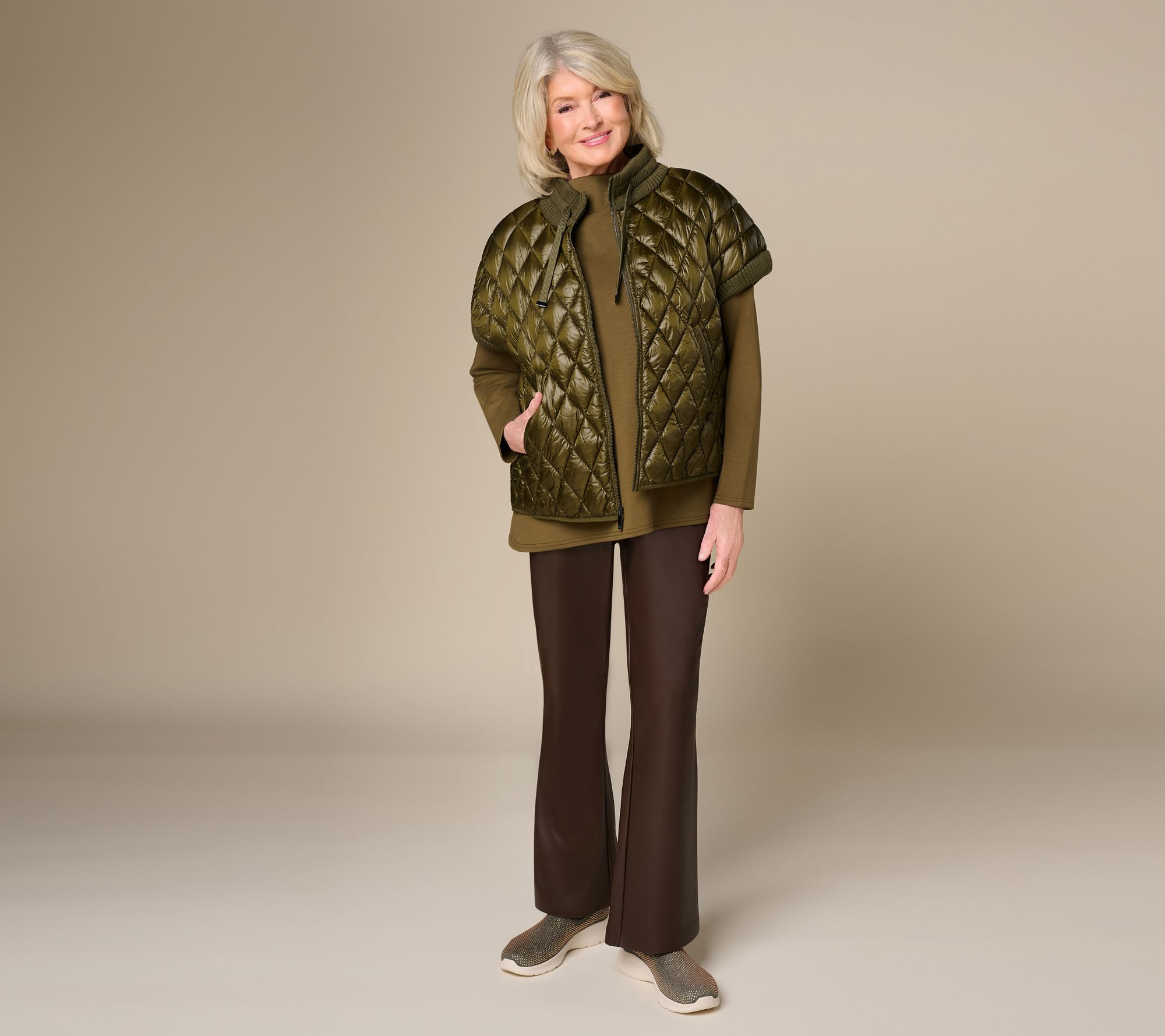 Martha Stewart Signature Diamond Quilted Short-Sleeve Jacket
