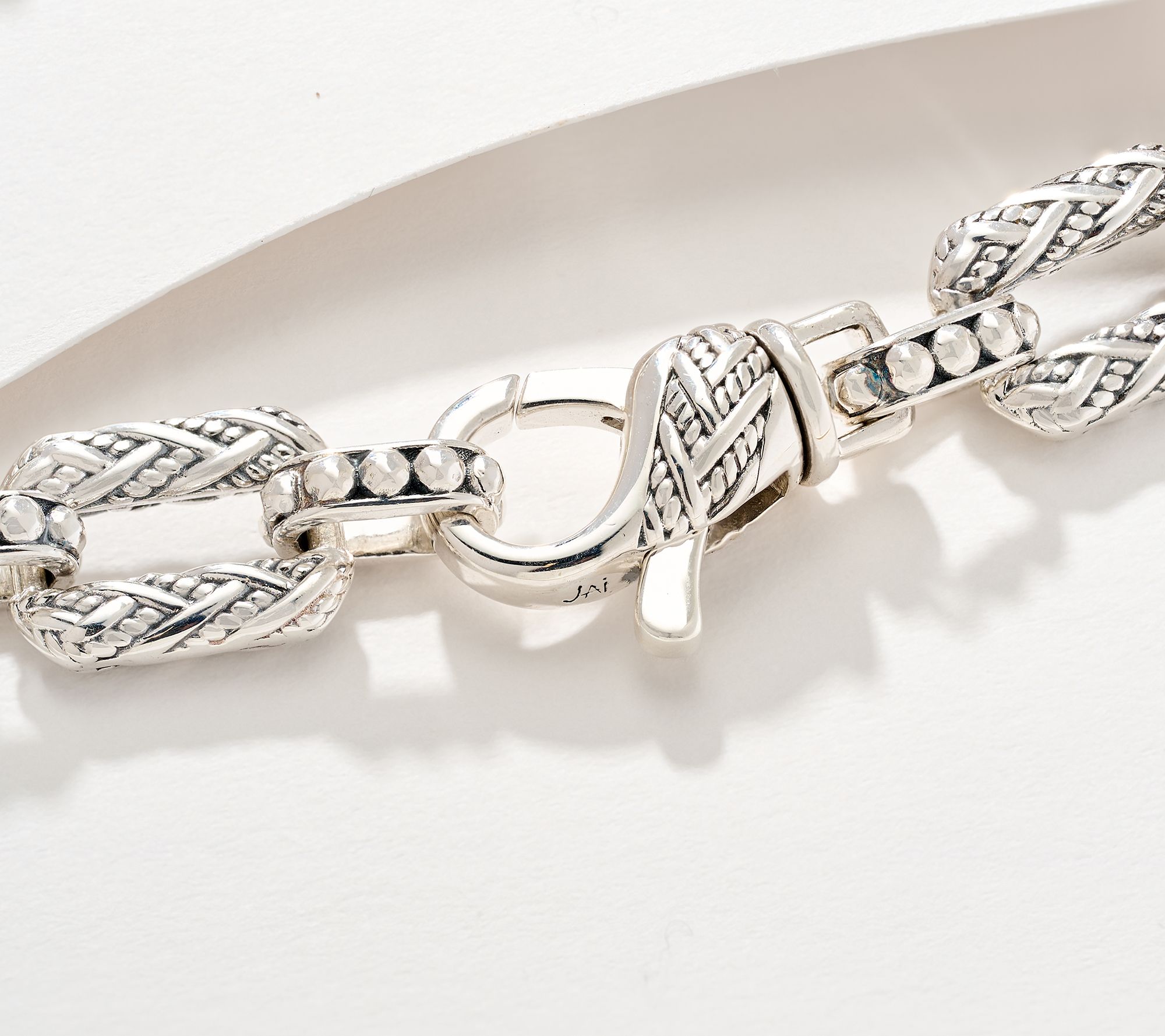 JAI Sterling Silver Legacy Woven Emerald Cut Gem Bracelet