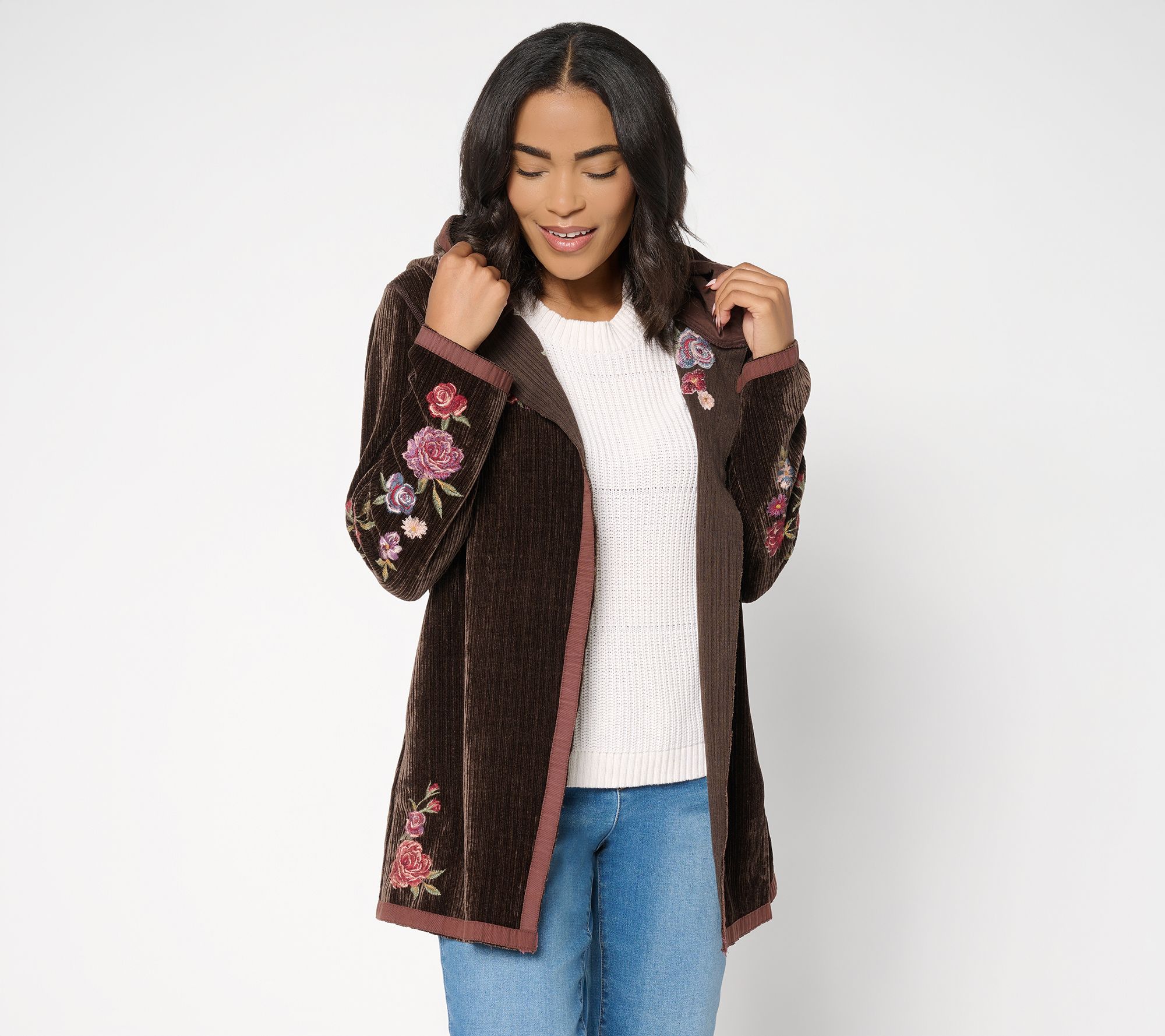 Driftwood Jeans Corded Shelly Kimono with Embroidery - Bows & Roses