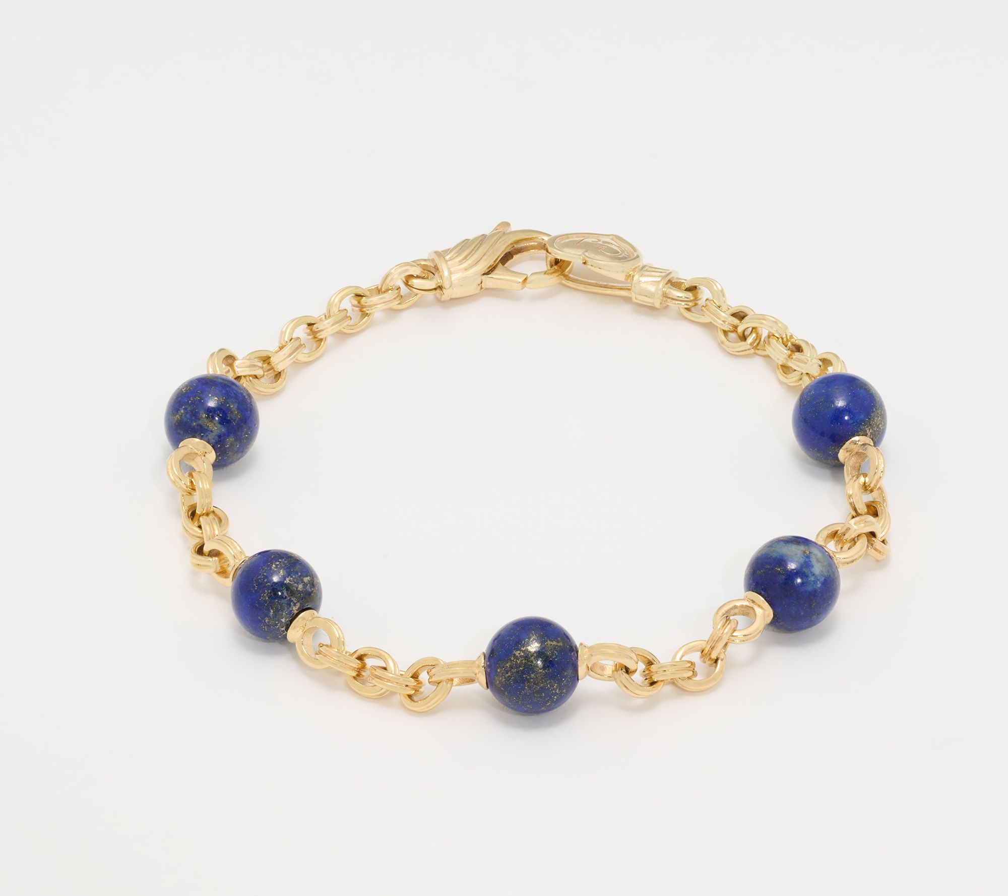Christian James Gemstone 14K Gold Clad Bead Double Rolo Bracelet