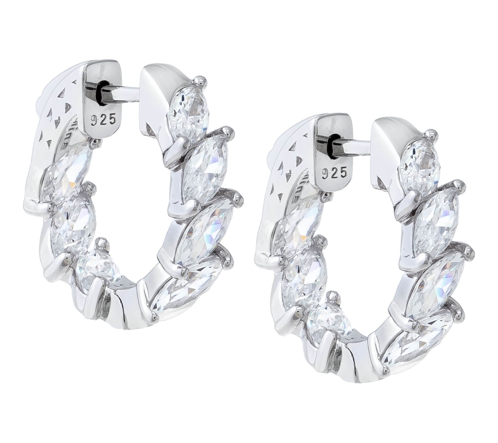 Diamonique 3.50 cttw Marquise Cut Hoop Earrings, Sterling