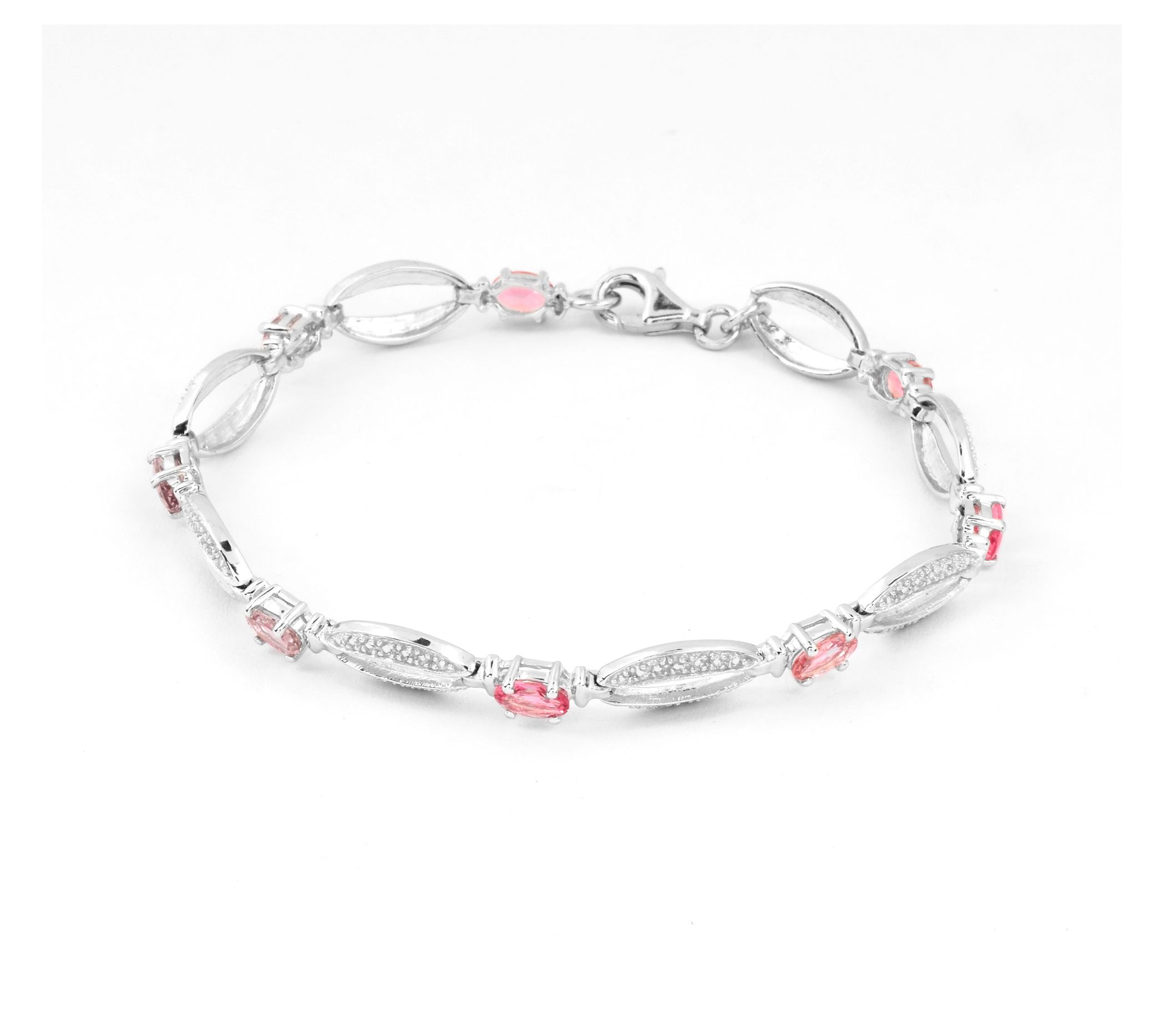 Affinity Gems Sterling Silver Pink Tourmaline Oal Bracelet
