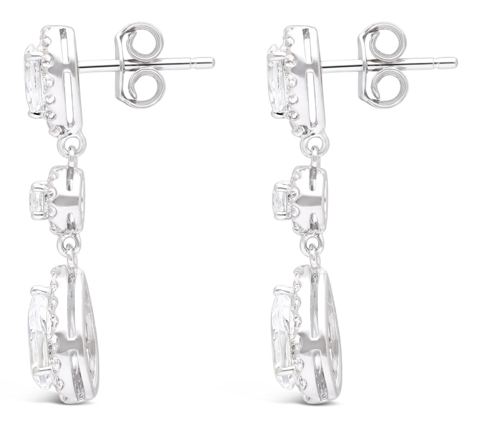 Ariva Sterling Silver White Topaz Dazzling DropEarrings