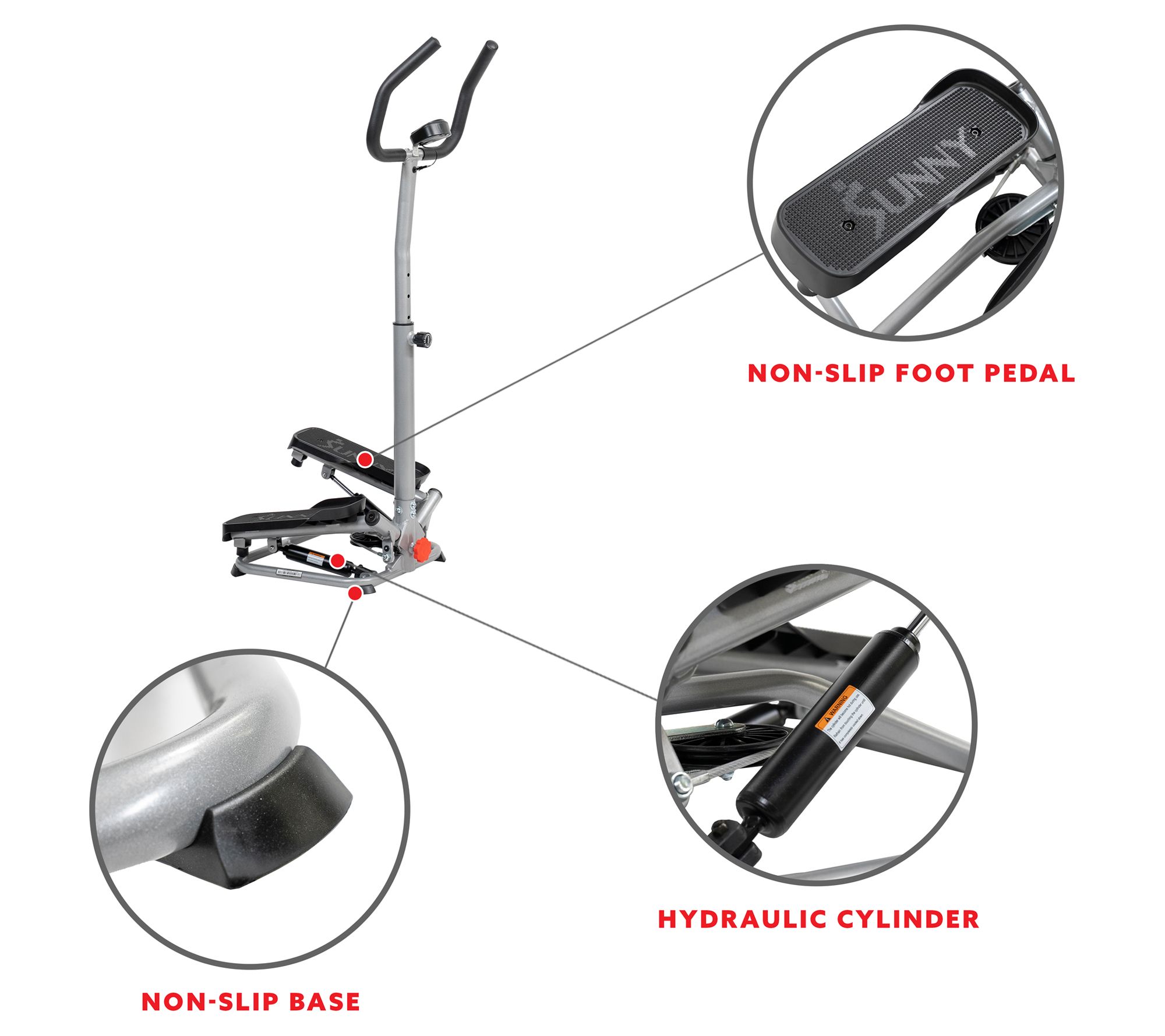 Sunny Health Fitness Stair Stepper w/ Handlebar- SF-S020027