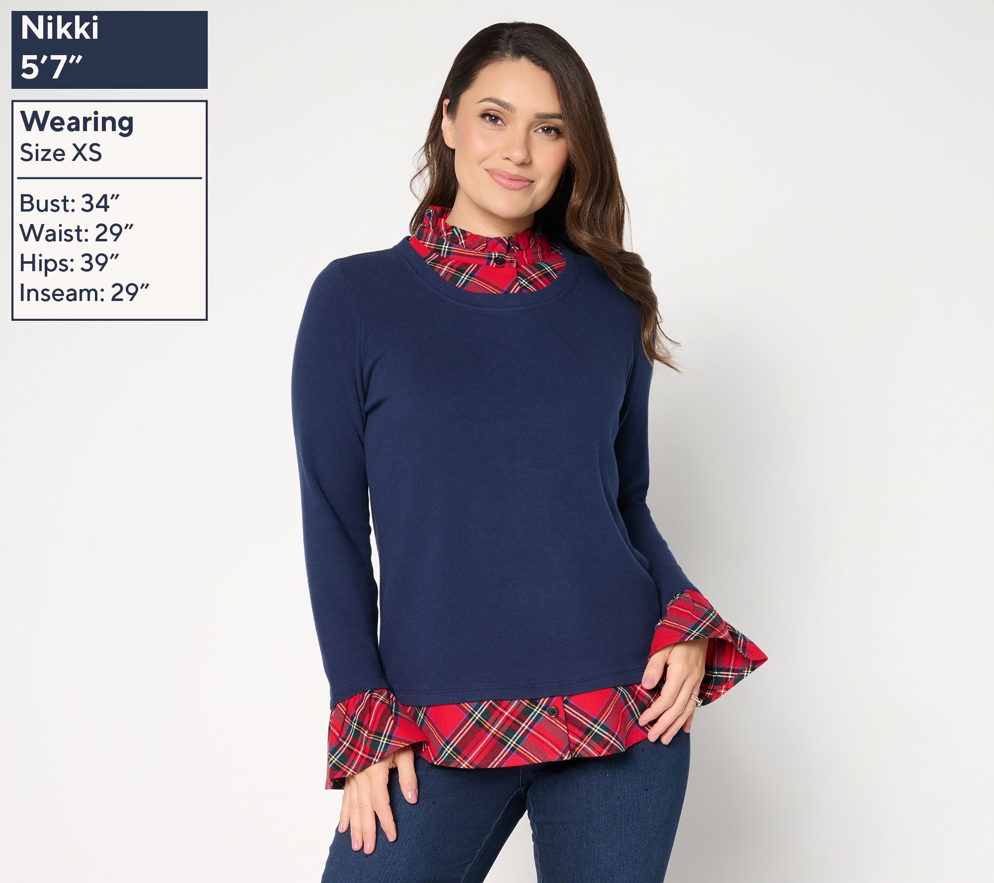 Jingle Belles by Kim Gravel Peek a Boo Ruffle Tartan Top