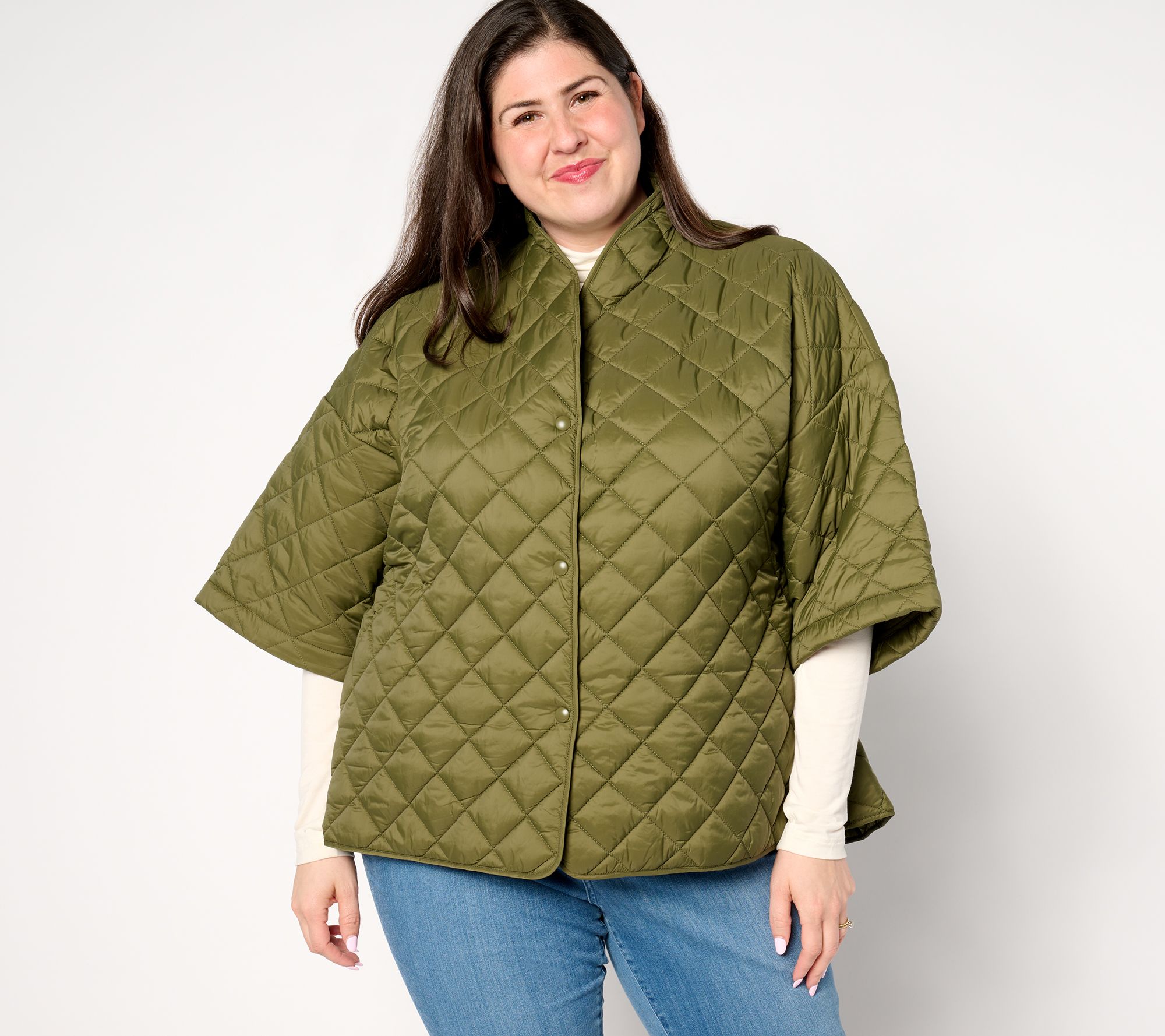 Joan Rivers Quilted 3/4-Sleeve Button Back Detailed Jacket