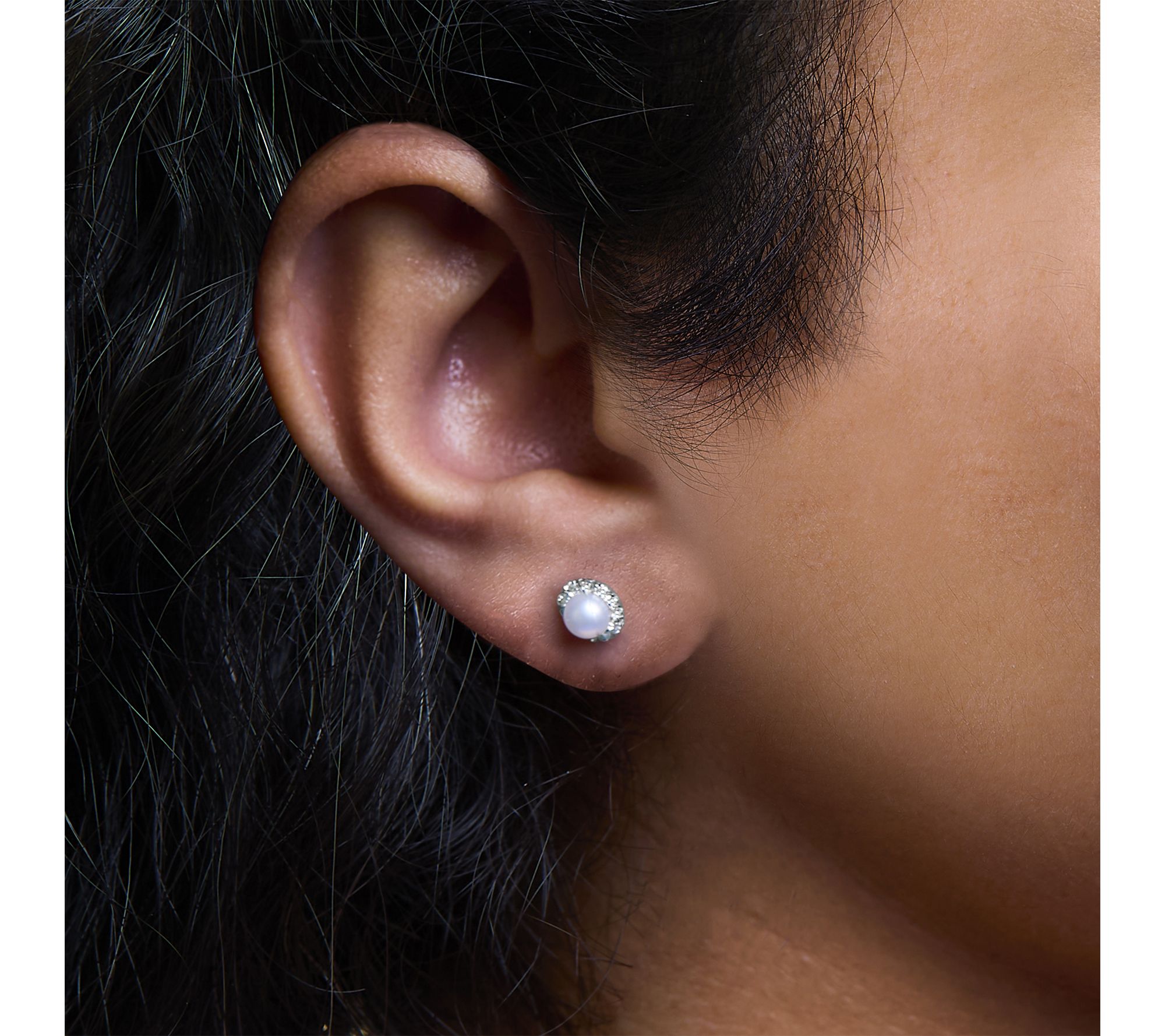 Haus of Brilliance Cultured Pearl & Diamond Halo Earrings, 10K