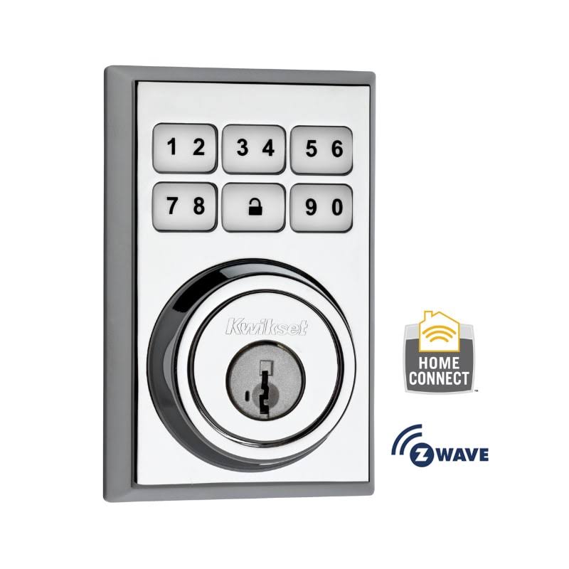 Kwikset SmartCode 910 Contemporary Z-Wave Deadbolt, Polished Chrome