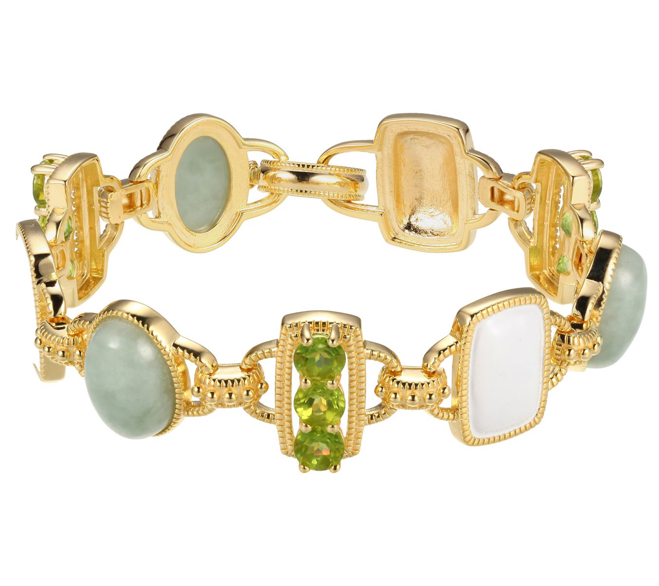 18K Gold Plated Multi-Gemstone & Enamel Link Bracelet