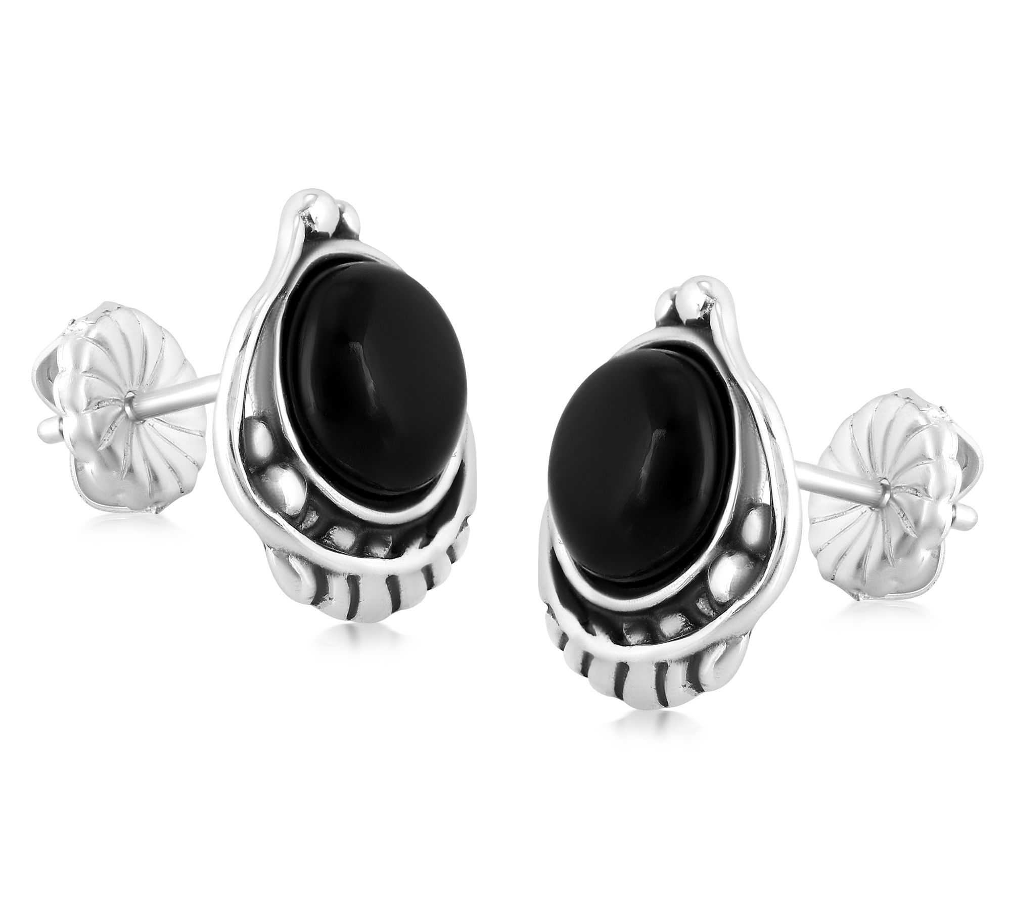American West Sterling Silver Gemstone Button Earrings