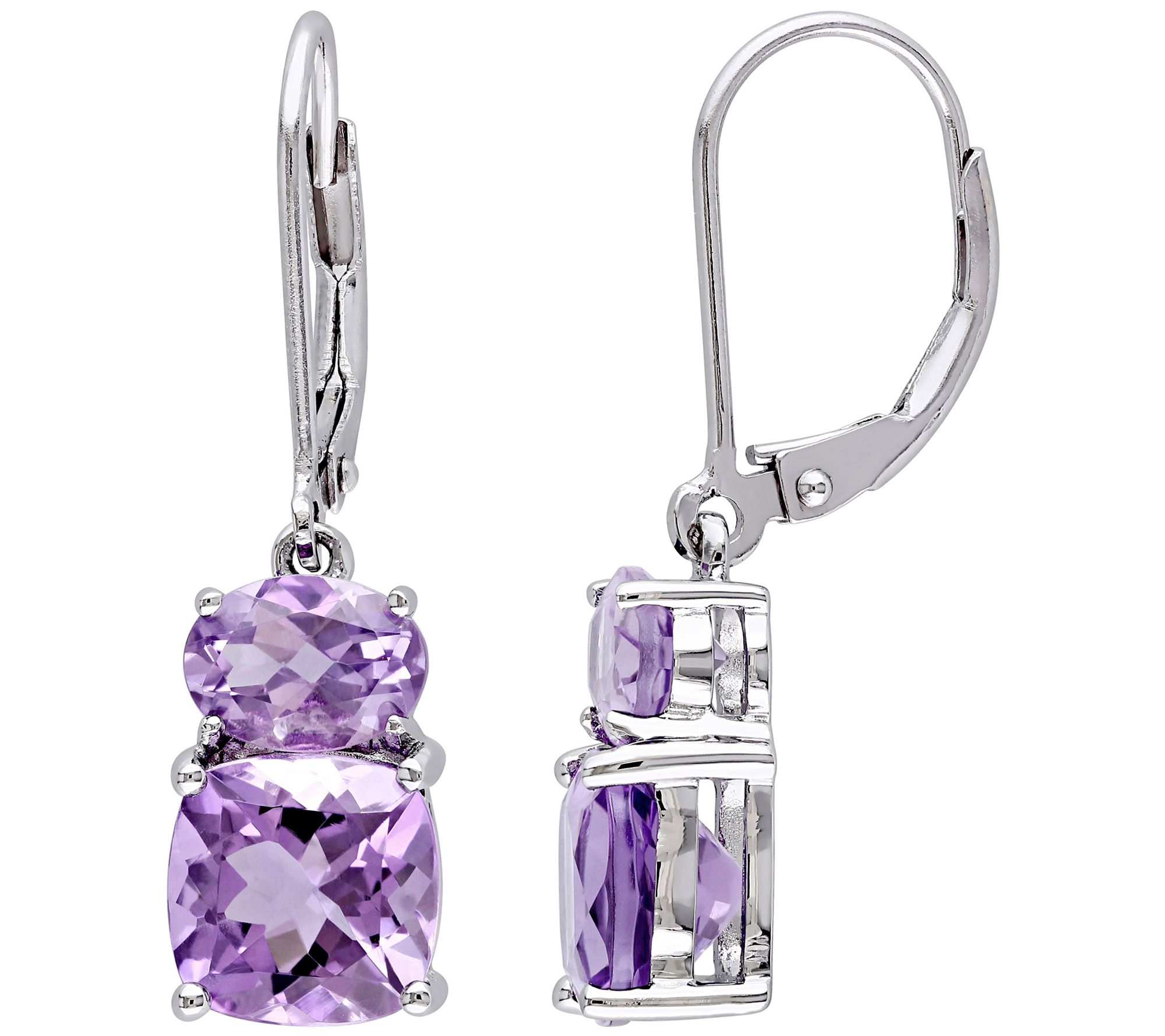 Sterling Silver 5.00 cttw Rose de France & Amethyst Earrings