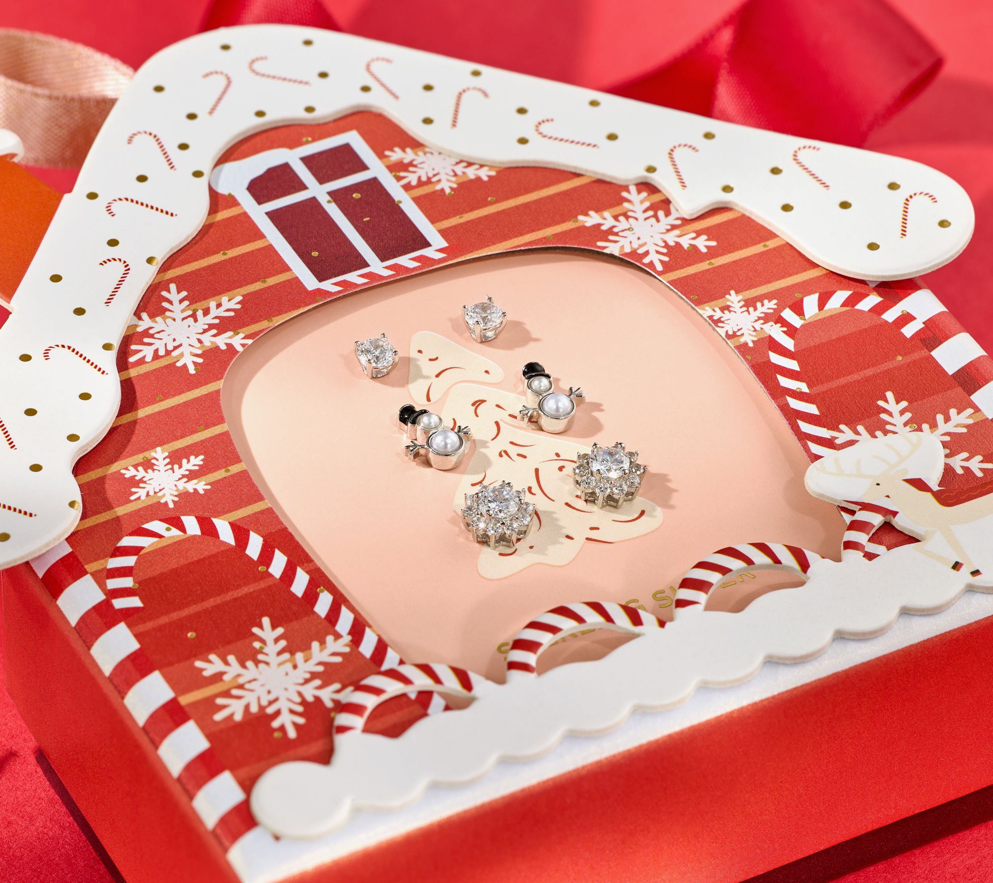 Diamonique x Erin Moseley Set of 3 Holiday Stud Earrings, Sterl