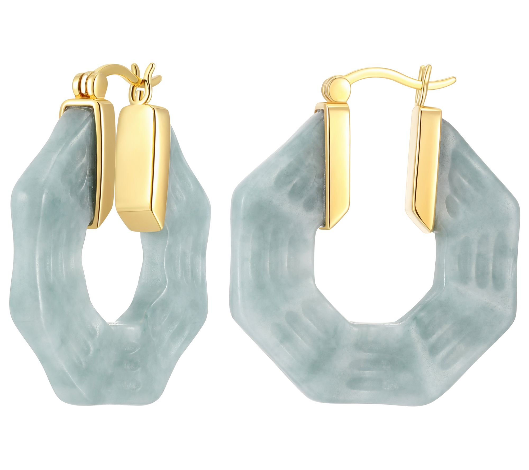 18K Gold Plated Jade Hoop Earrings