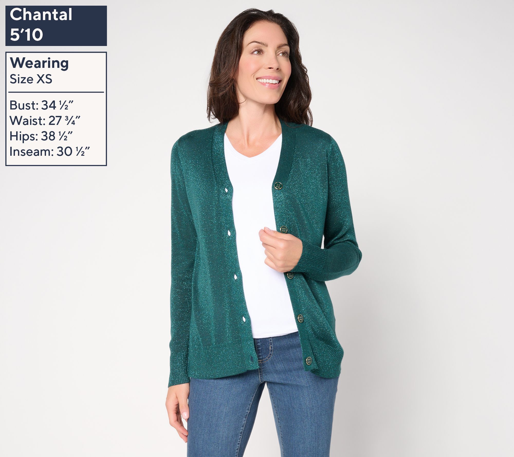 Jingle Belles by Kim Gravel Glam Lurex V-Neck Cardigan