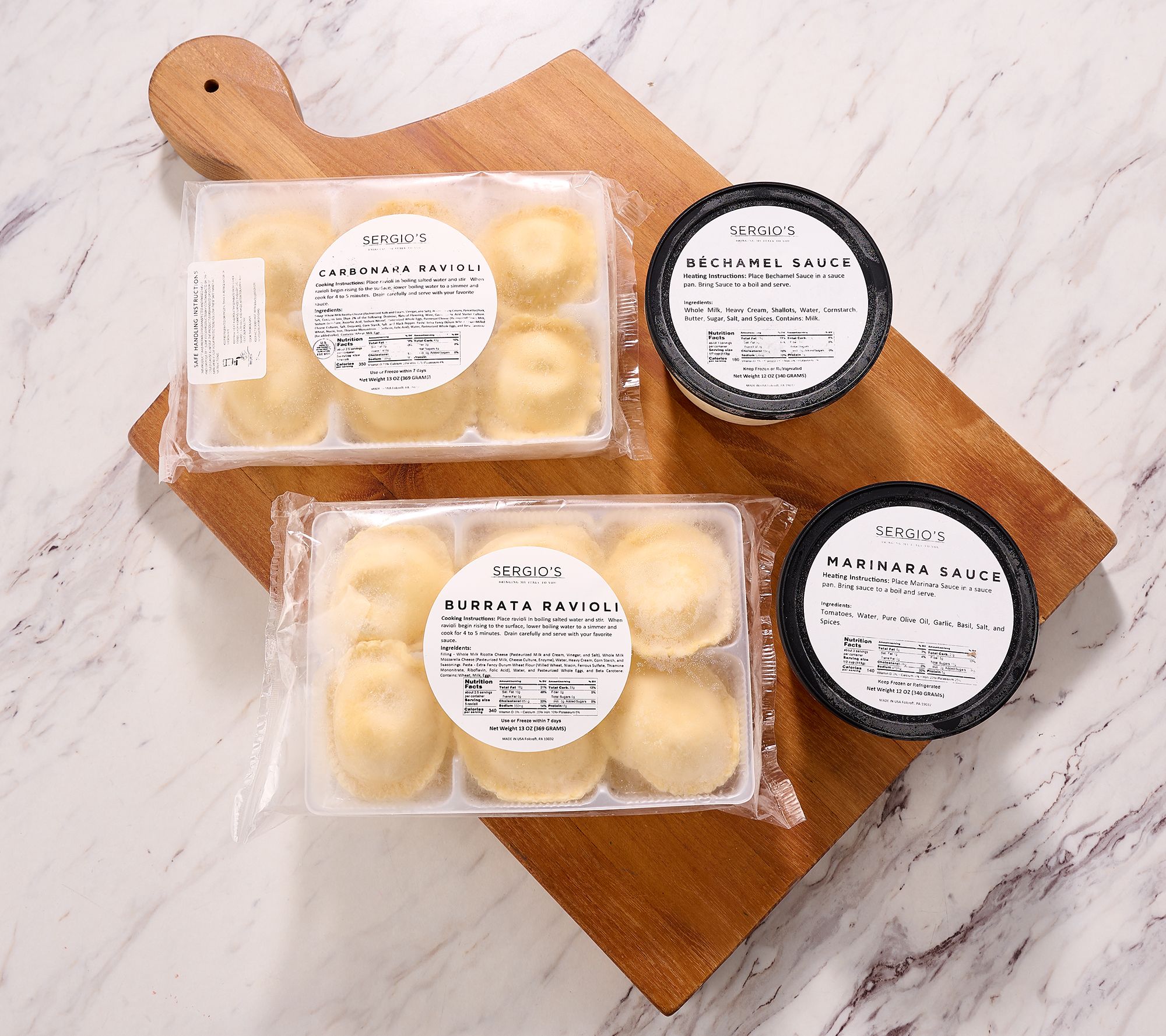 SH12/8 Sergio's 24-ct Carbonara or Burrata Ravioli Auto-Delivery