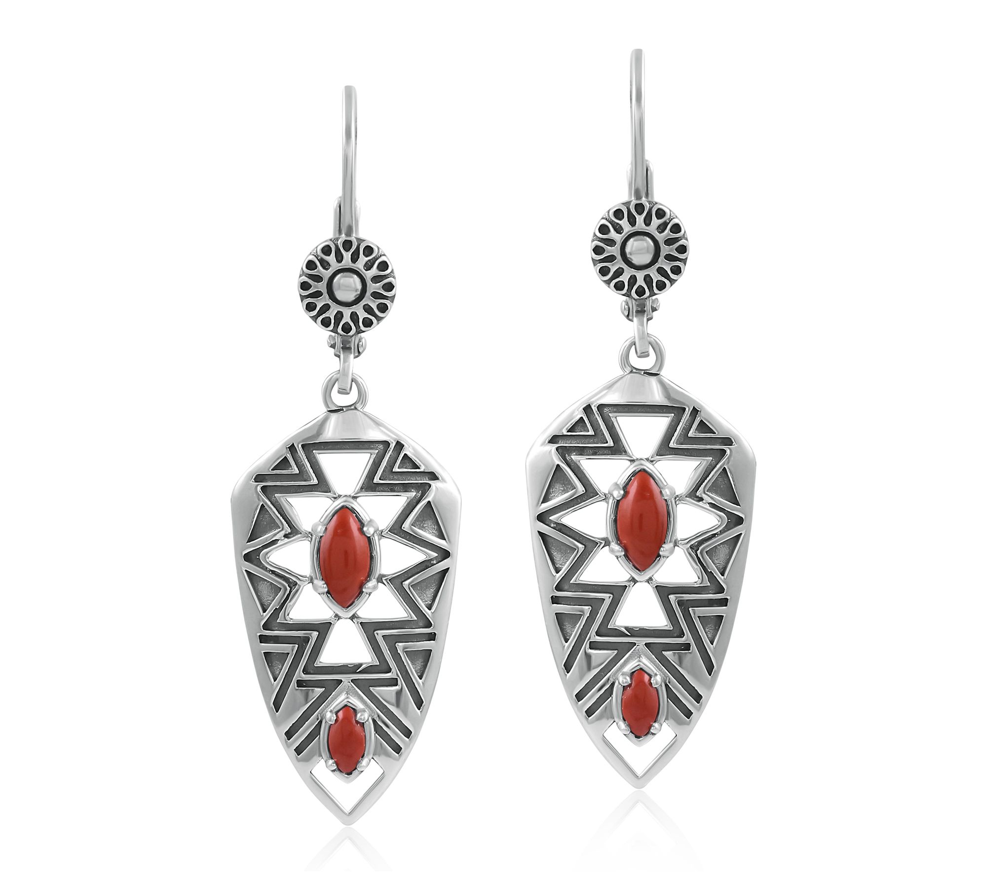 American West Sterling Patterned & Gemstone Dangle Earrings