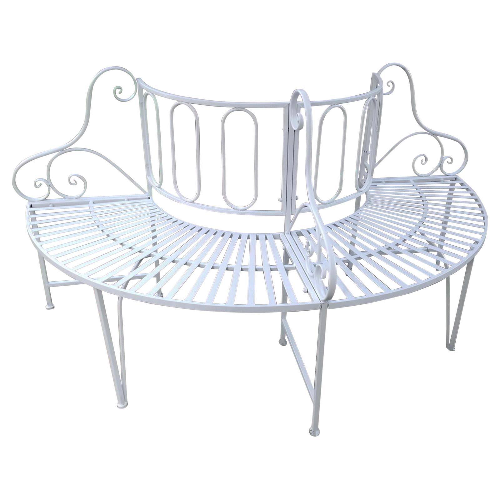 Hi-Line Gift Ltd. White Metal Tree Garden Bench