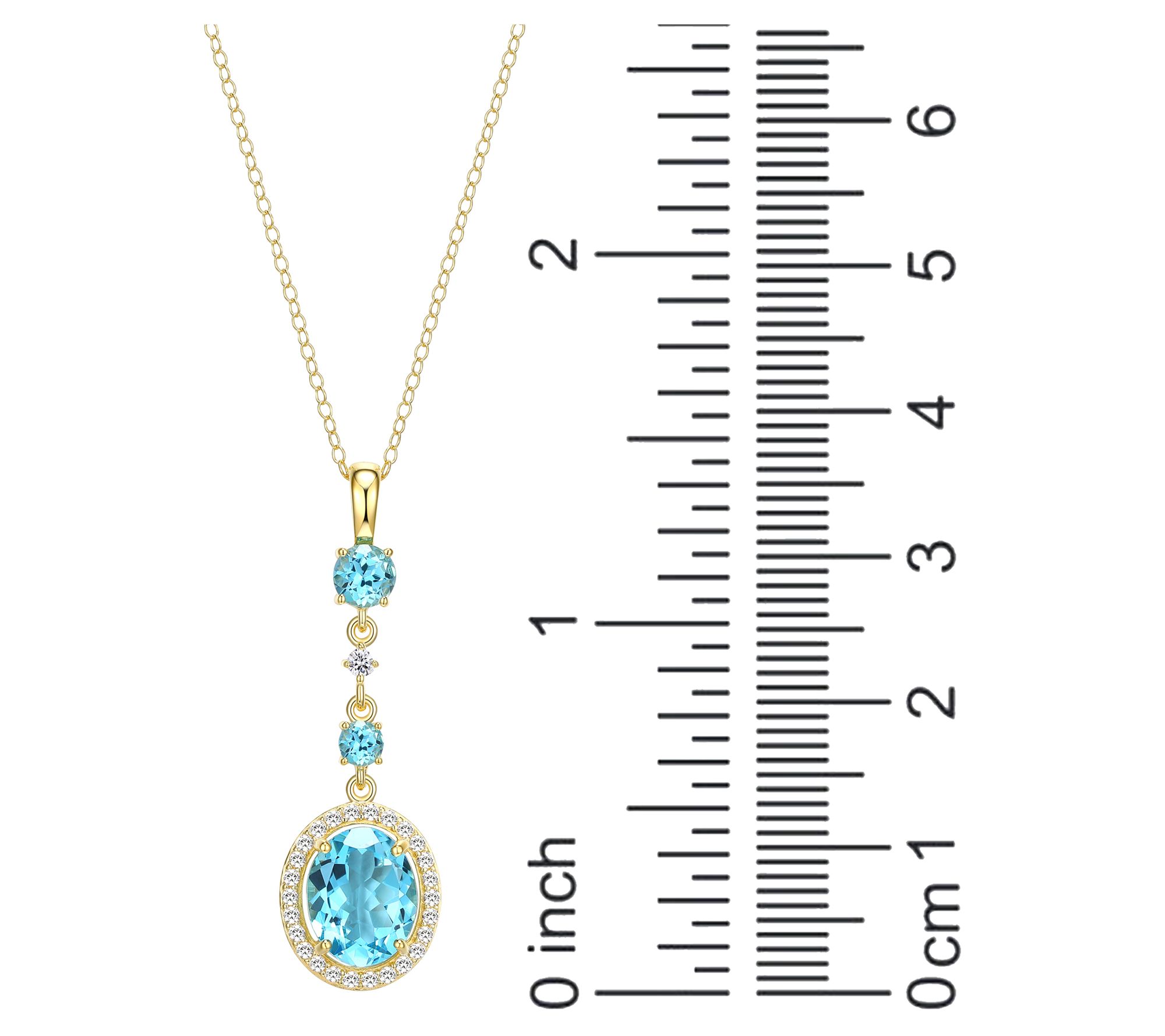 Affinity Gems Topaz & Created Sapphire Necklace, 18K Plated