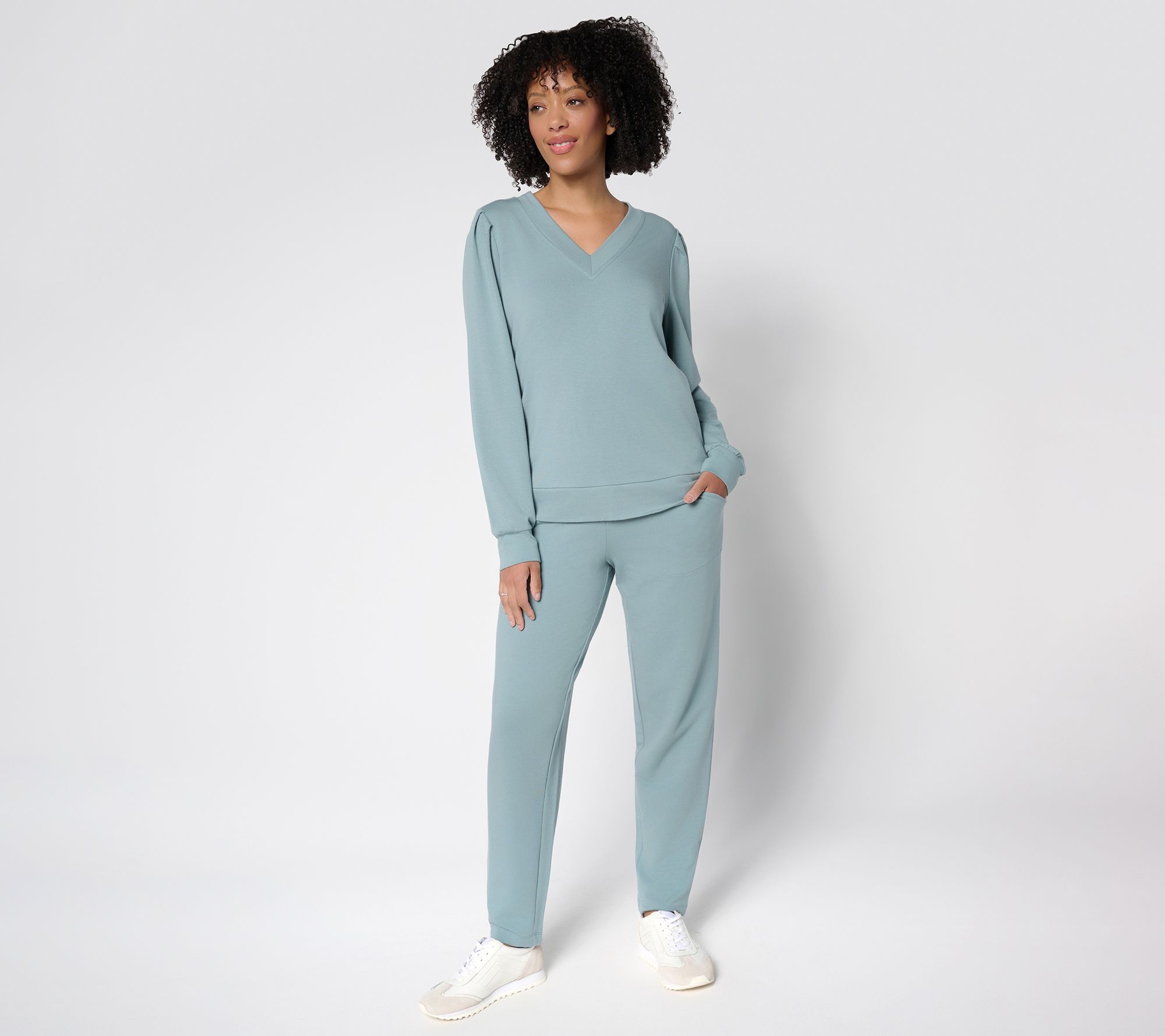 AnyBody Petite Cozy Knit French Terry Top & Pants Set
