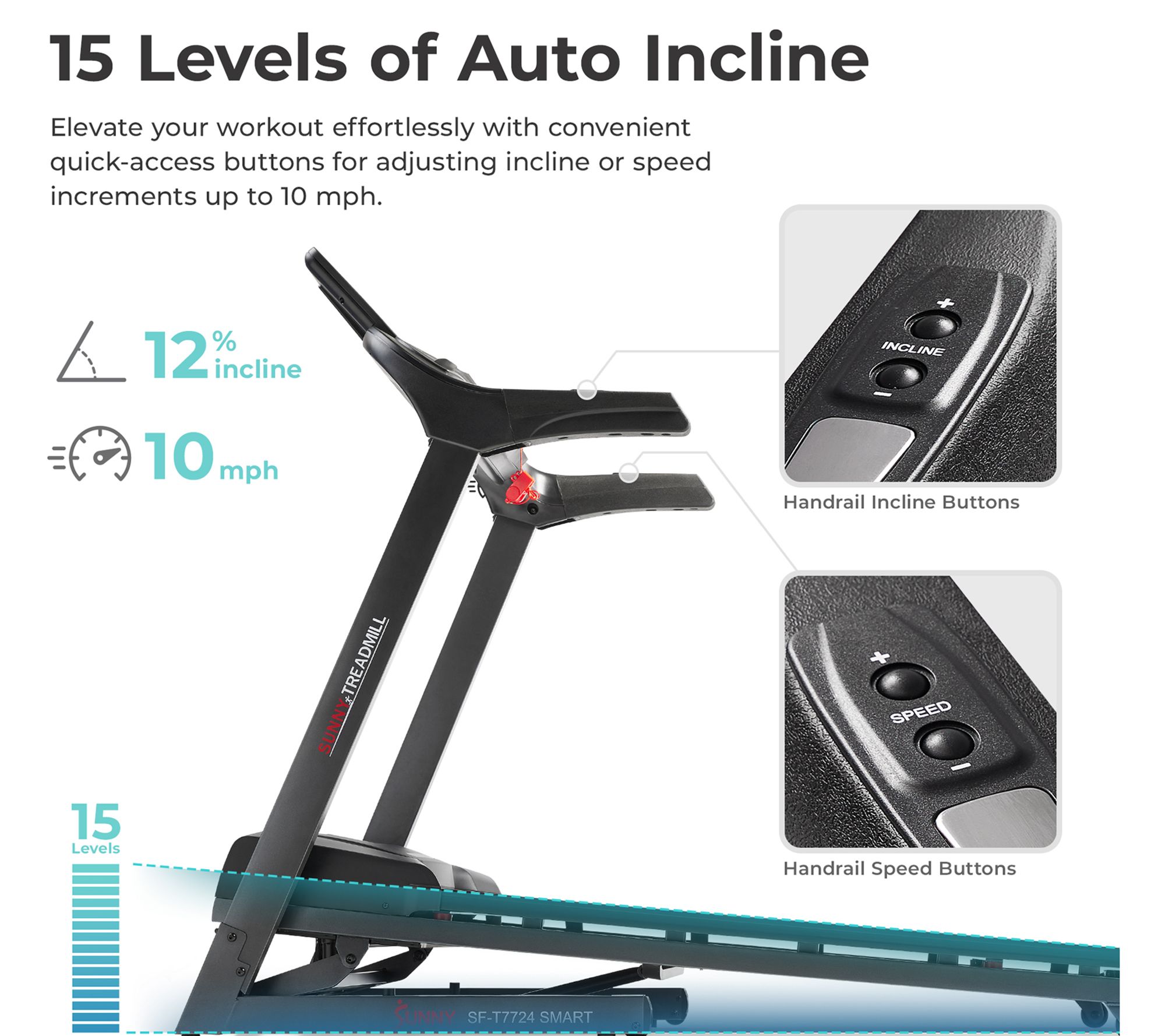 Sunny Motorized Auto Incline Smart Treadmill