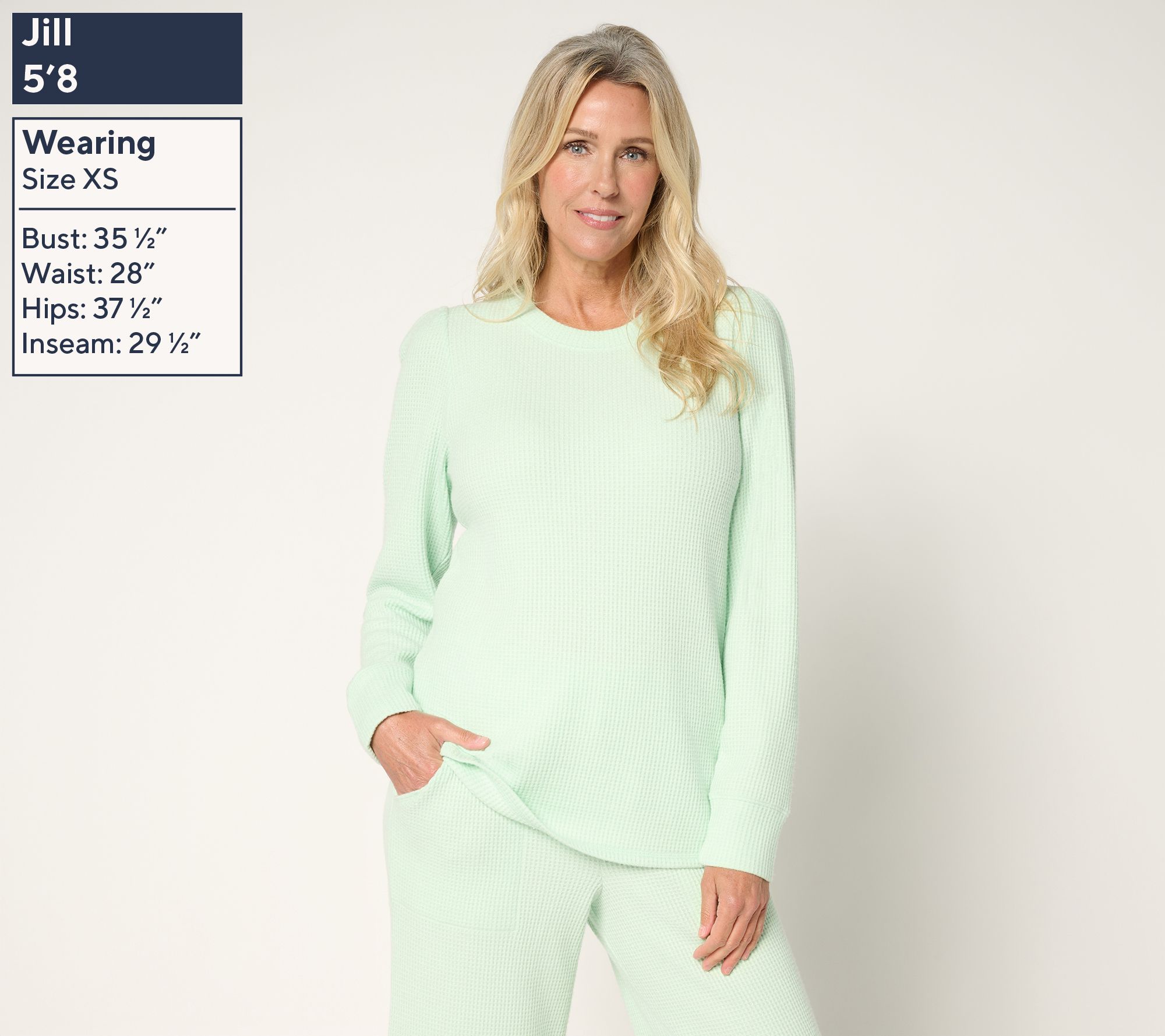 AnyBody Brushed Waffle Knit Crew Neck Top with Tall Cuff