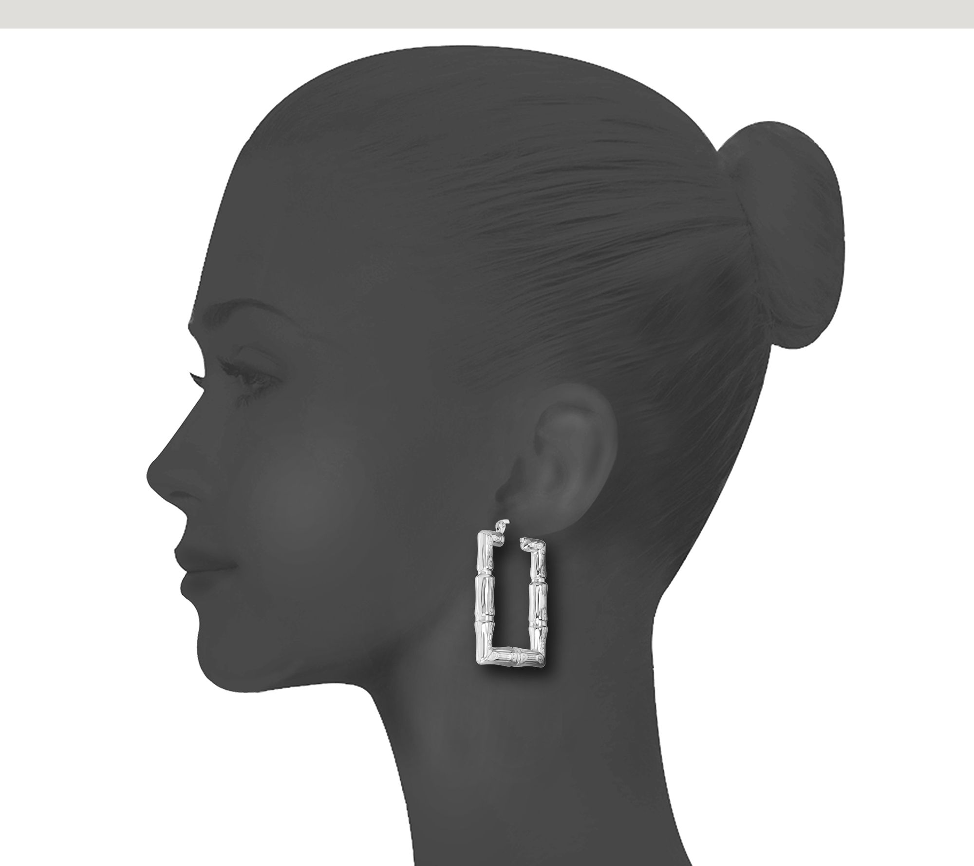 Steel by Design Rectangle Bamboo Hoop Earrings