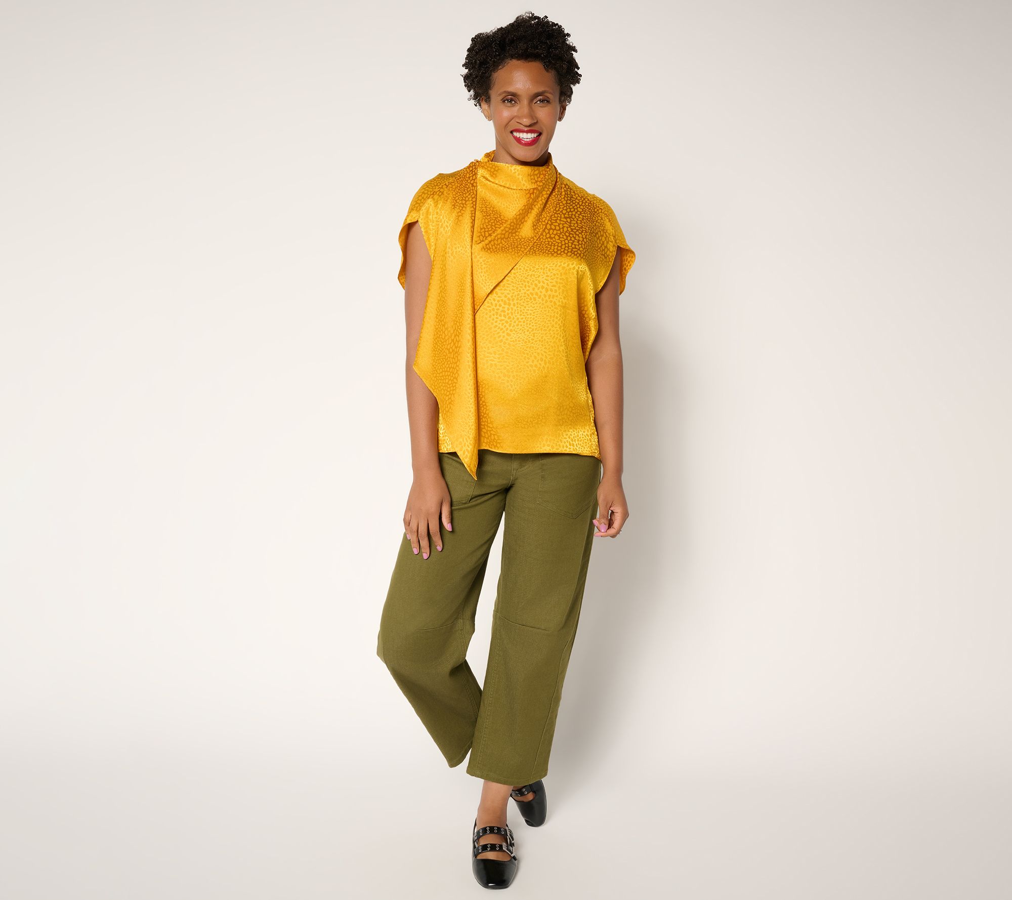 Carla Rockmore Collection Draped Jacquard Blouse