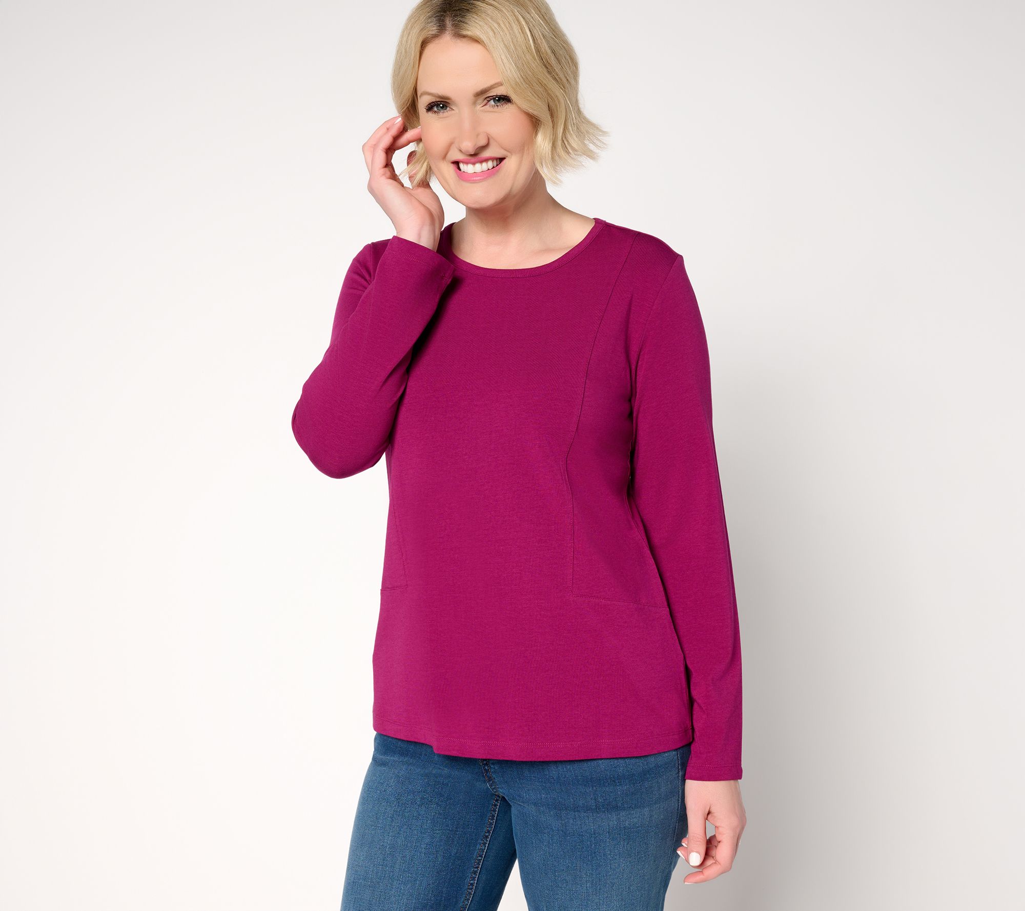 Denim & Co. Essentials Favorite Jersey Top with Seaming Detail