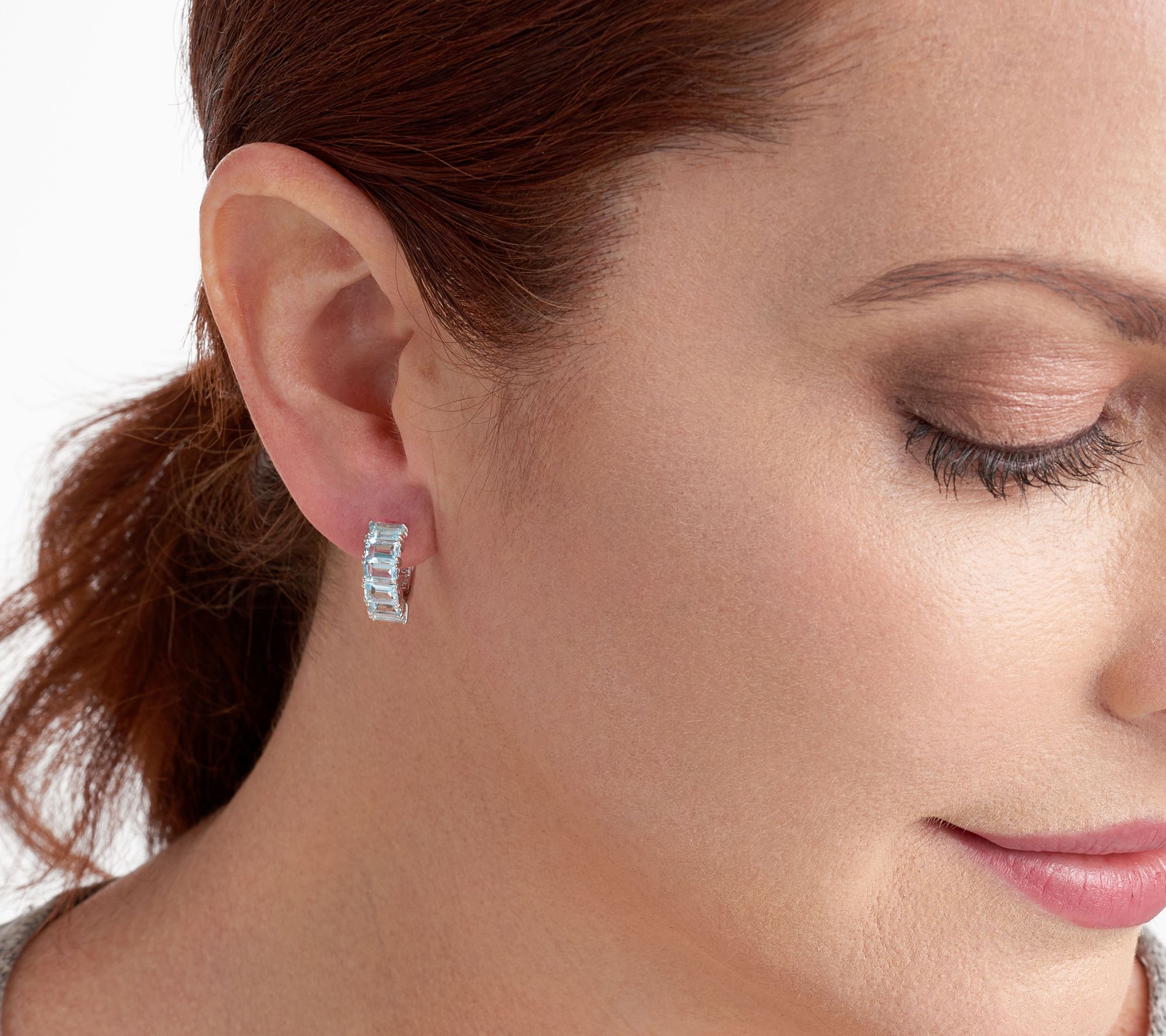 Affinity Gems Sky Blue Topaz Hoop Earrings, Sterling Silver