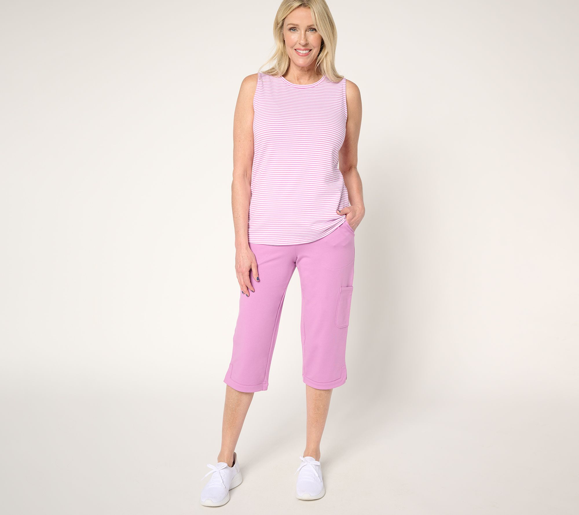 Denim & Co. Active Regular French Terry Straight Leg Capri Pants