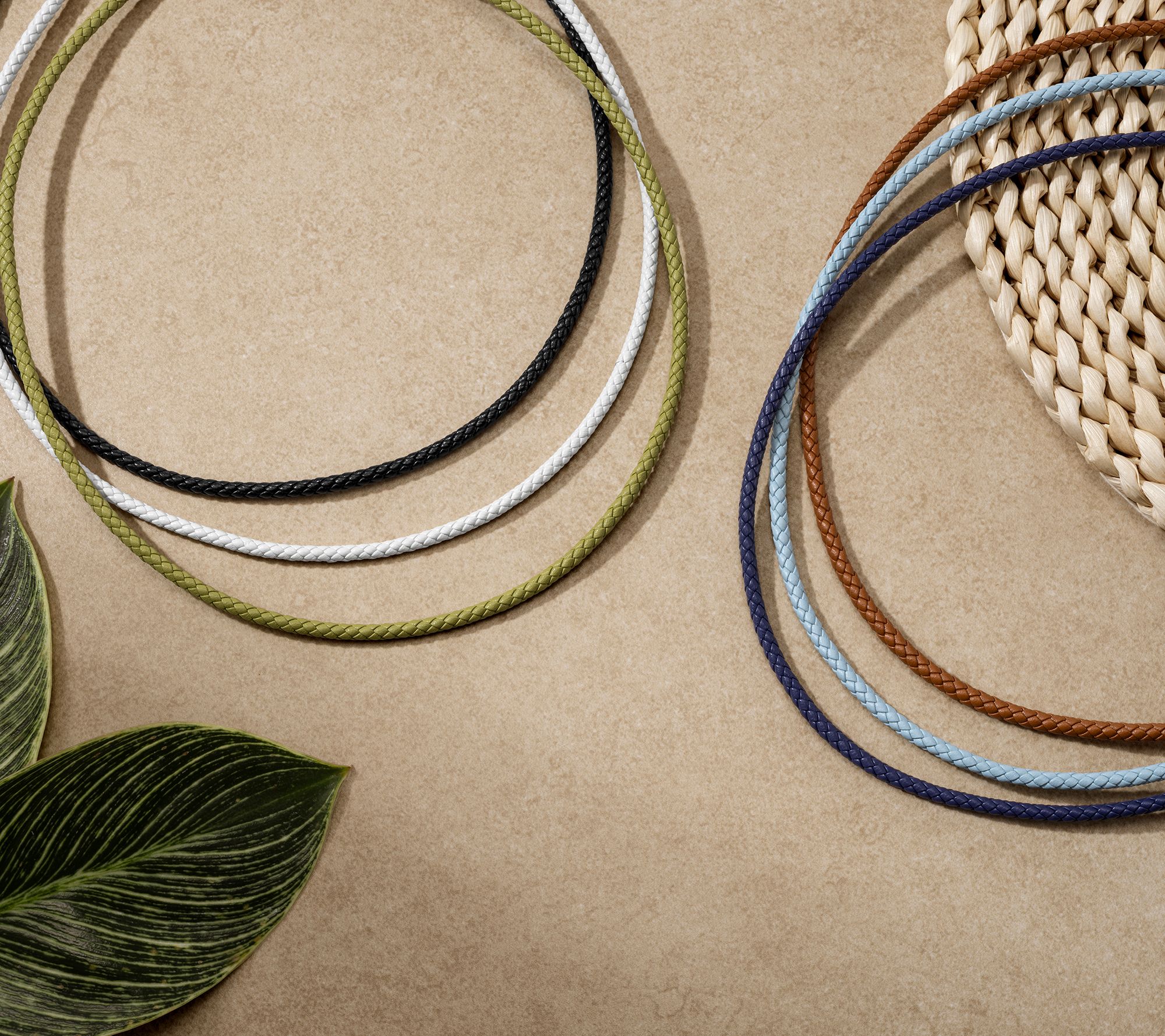 JAI Sterling Silver Braided Geniune Leather 28