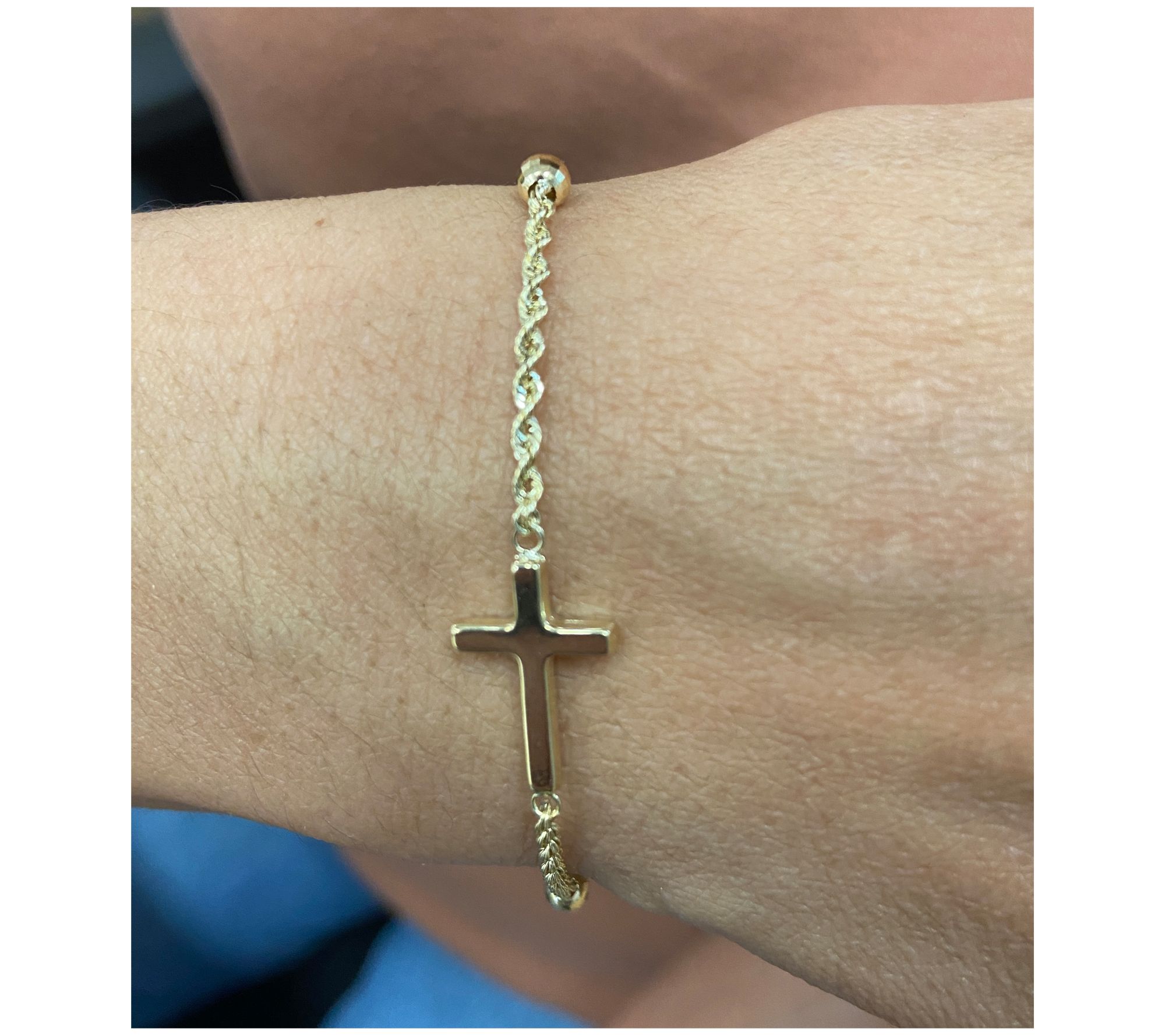 Alkeme 10K Gold Cross Station Rope Chain Bracelet