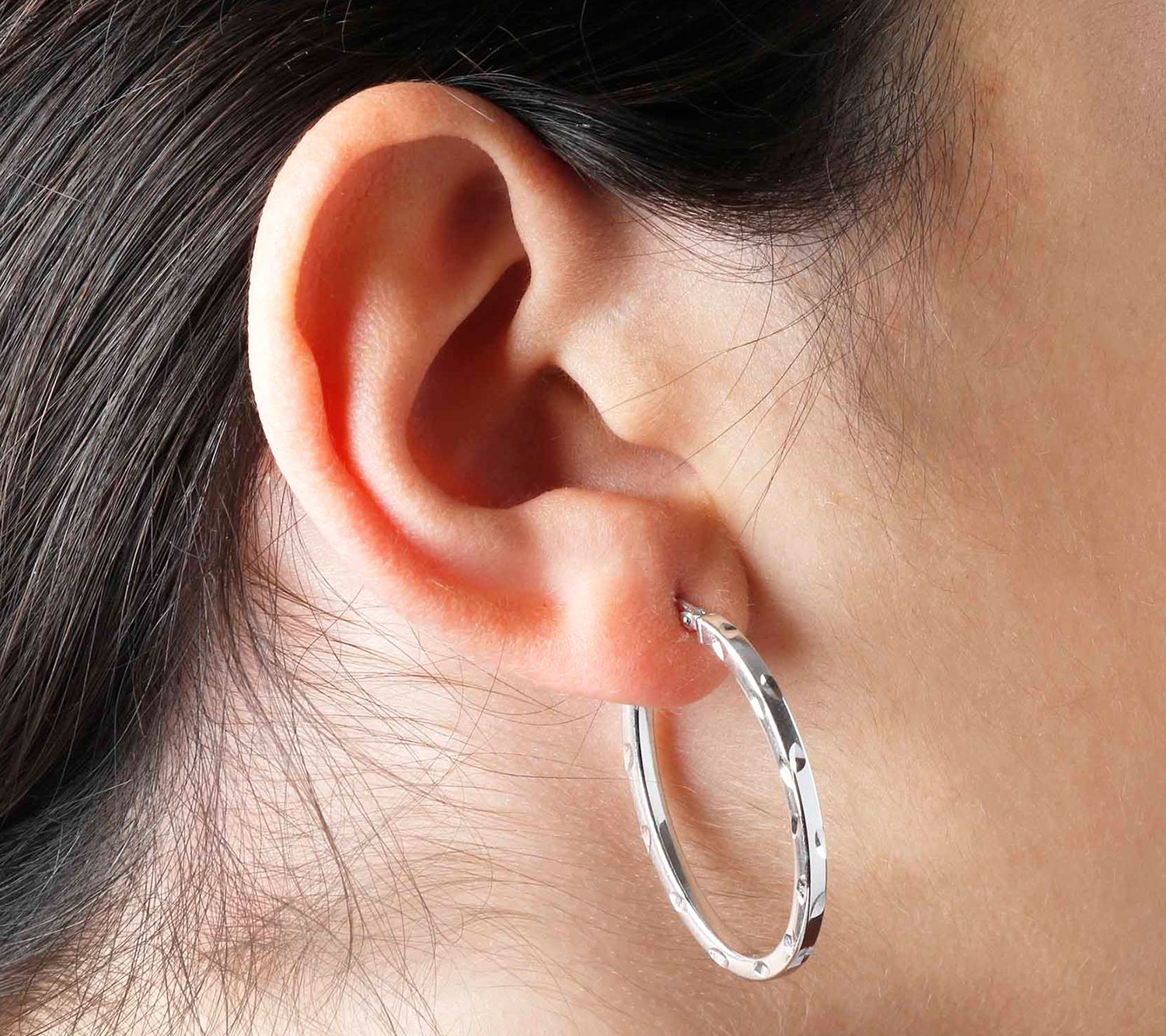 Italian Silver Polished Diamond Cut 1-3/8