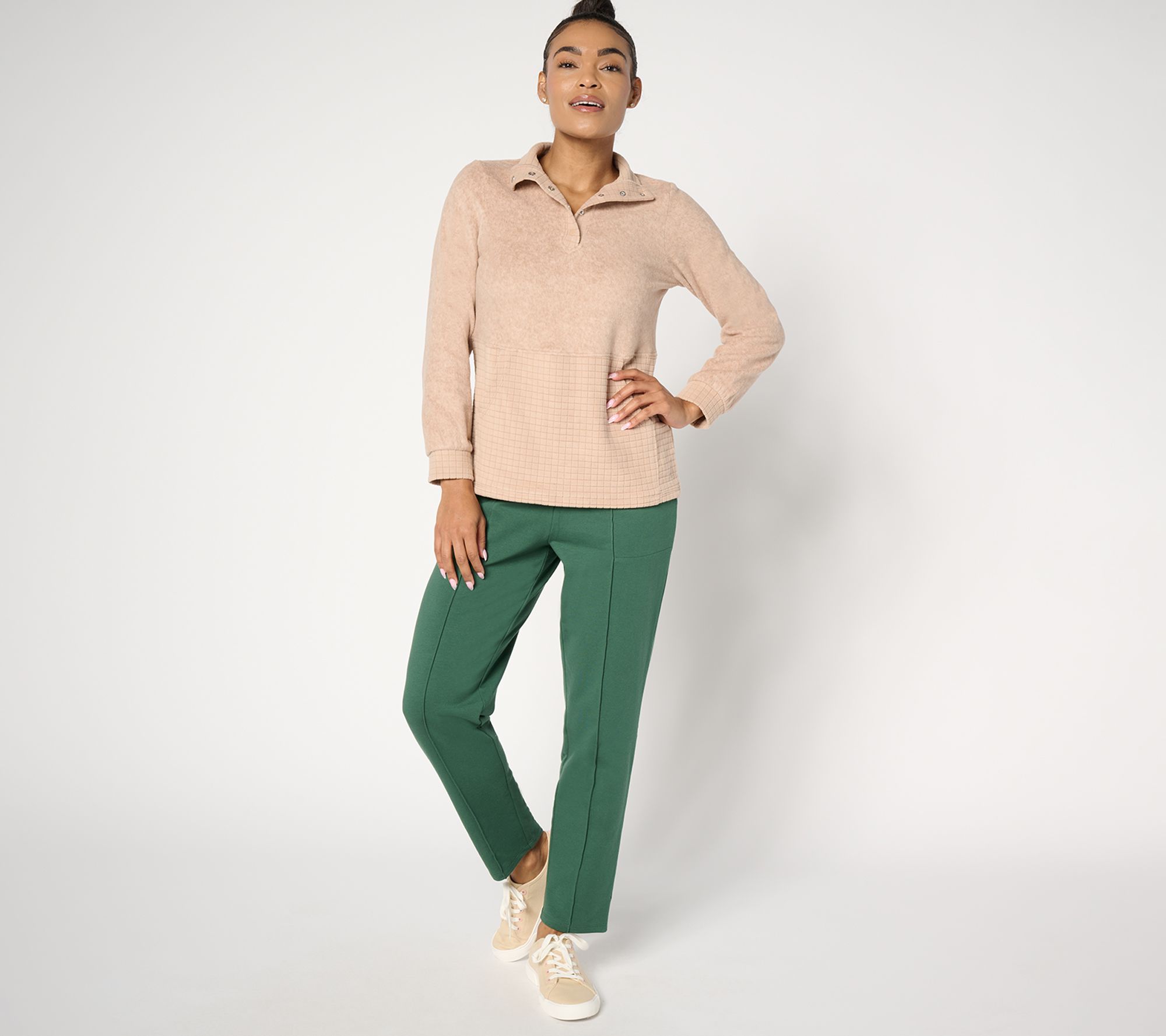 Cuddl Duds Fleecewear with Stretch Snap Front Pullover