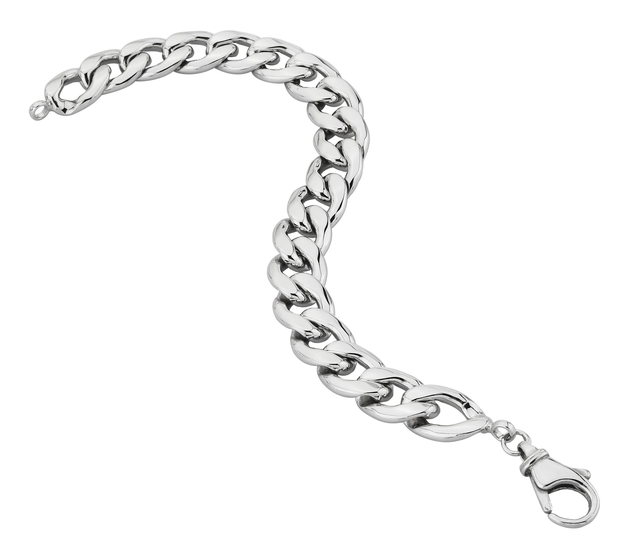 Silver Style Men's 12mm Curb Link Chain Bracelet, Sterling