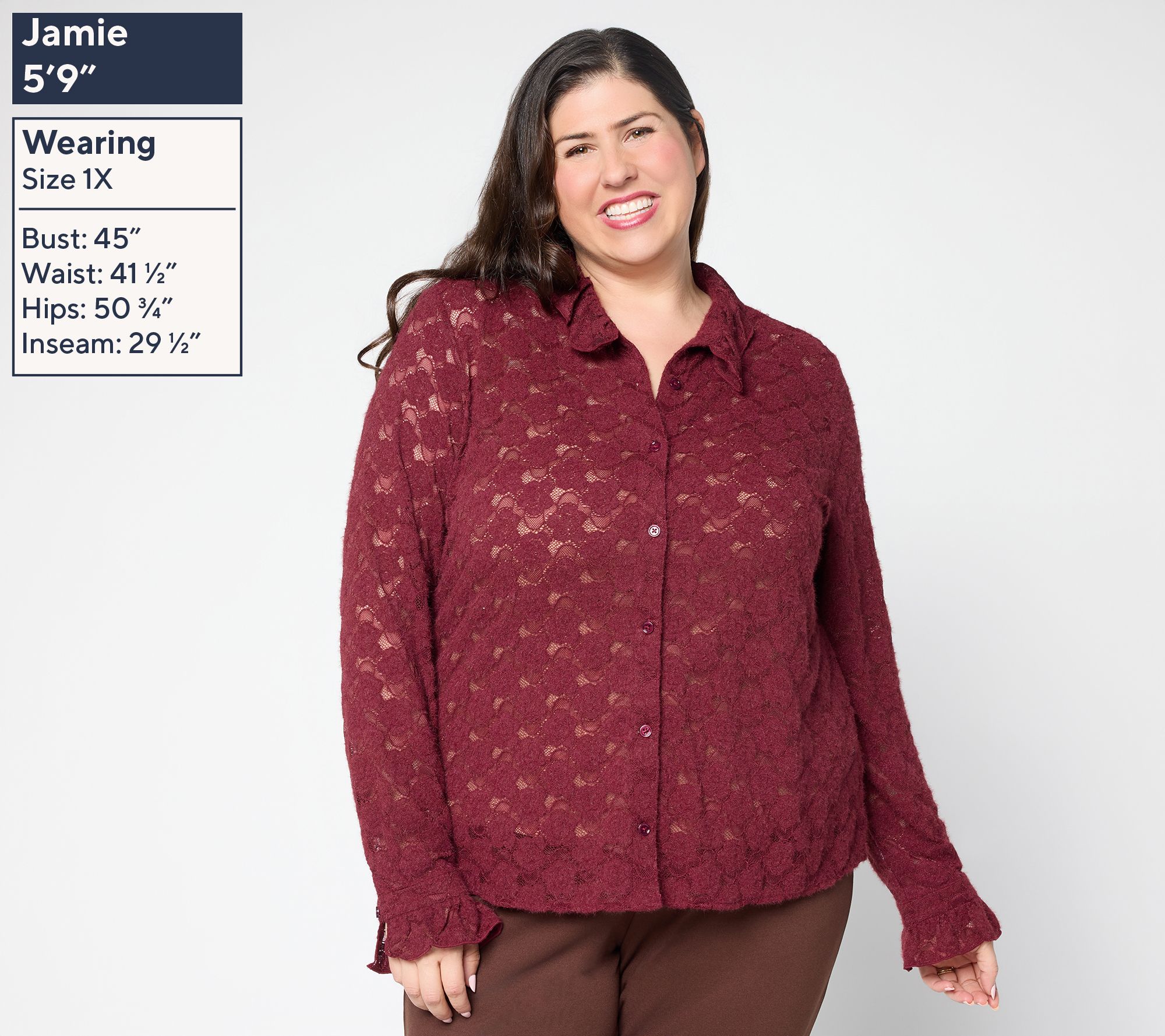 Studio Park x Sandra Bennett Woven Lace Button Front Blouse