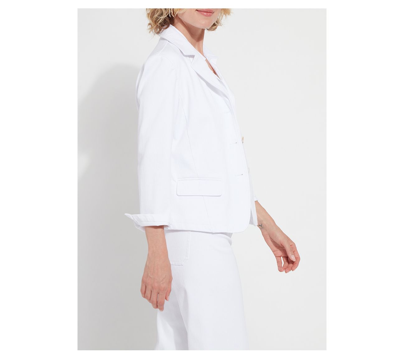 Lysse New York Della Denim Cropped Bracelet Sleeve Blazer