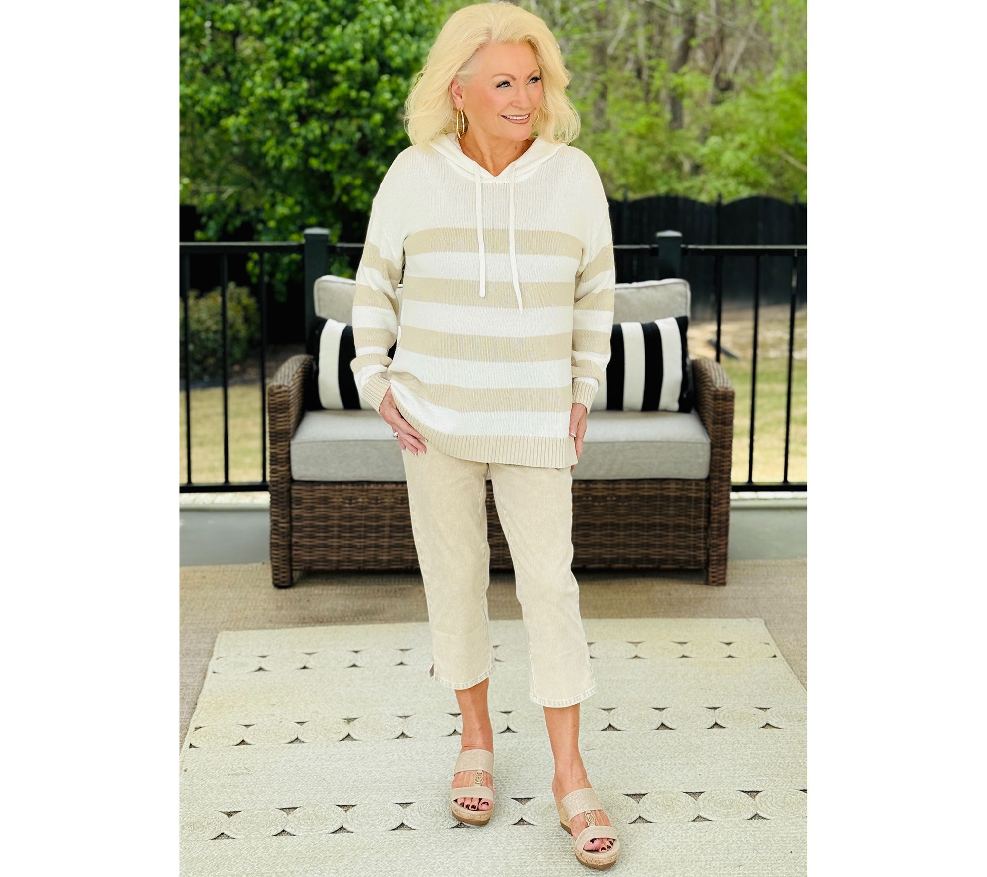 Belle Beach by Kim Gravel Seaside Sand Bar Stripe Hoodie