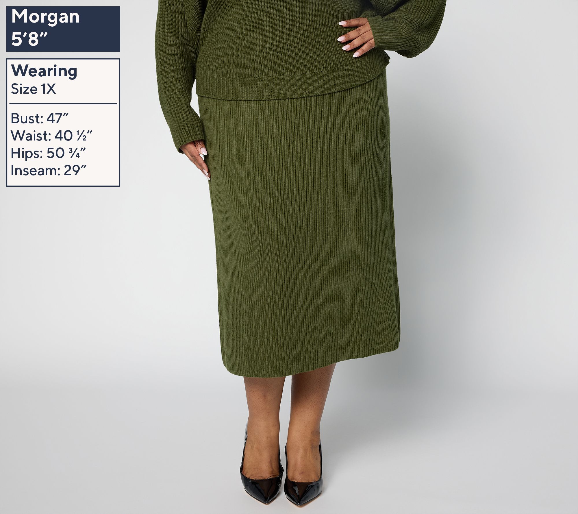 Carla Rockmore Collection Pull-On Sweater Midi Skirt