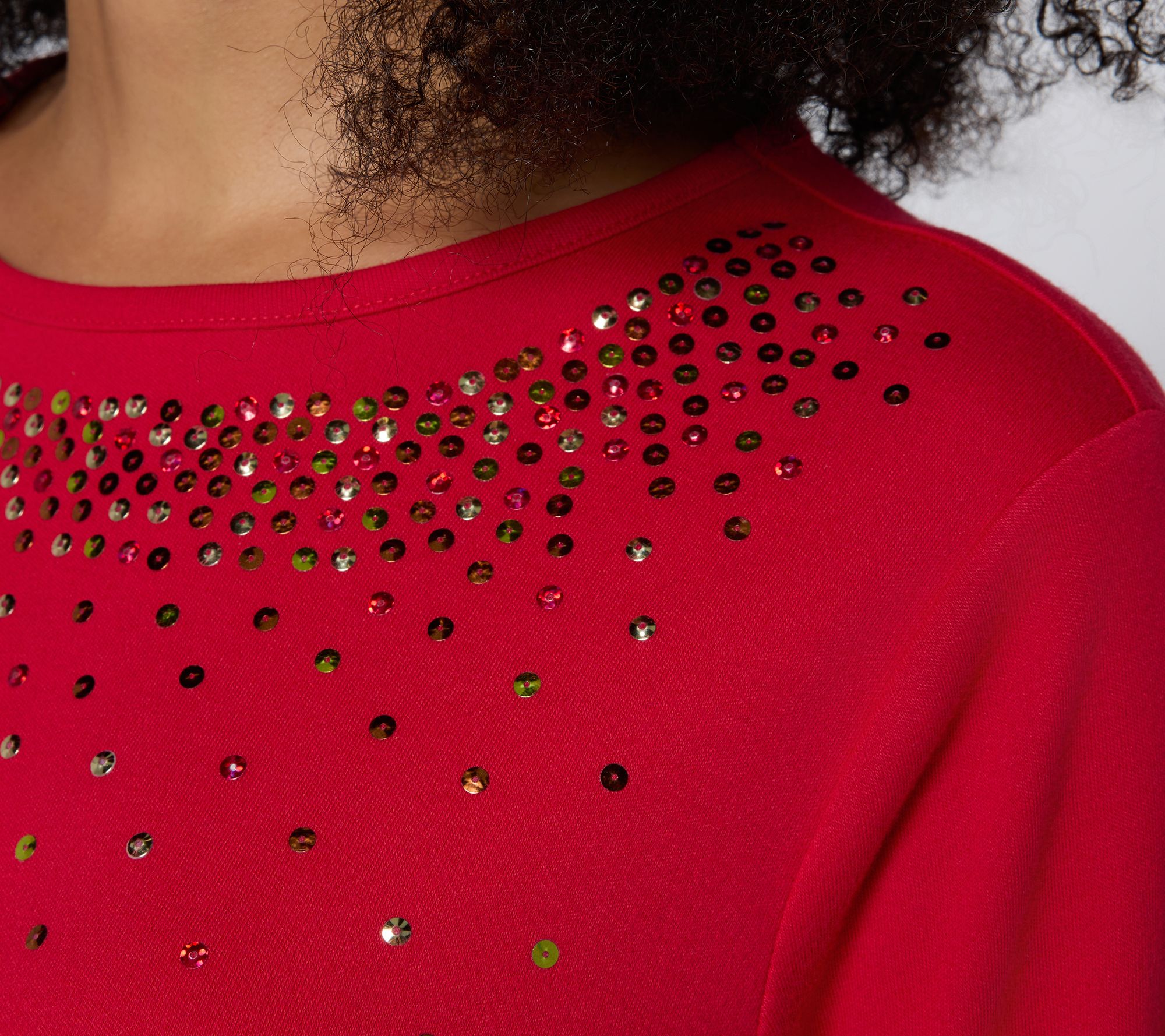 Quacker Factory Fallin' For Sequins Long Sleeve Tunic Top