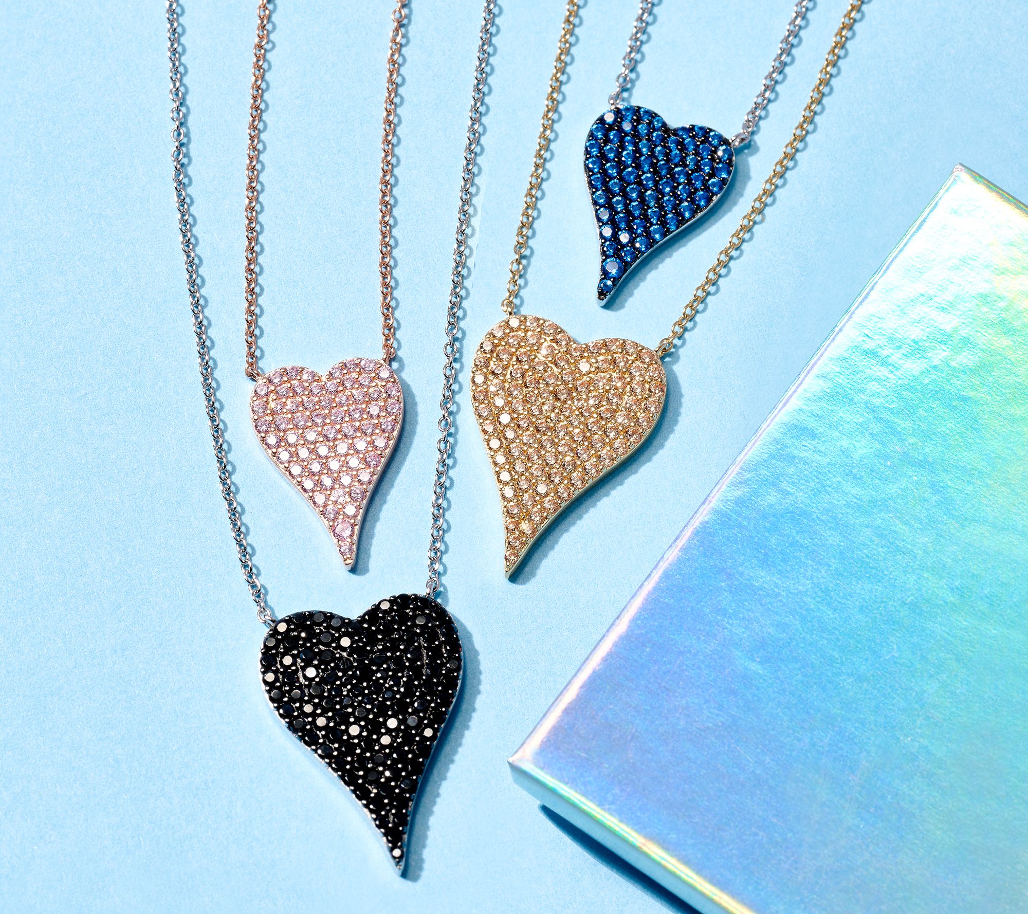 Diamonique x Jennifer Miller Signature Boxed Pave Heart, Necklace, Sterl